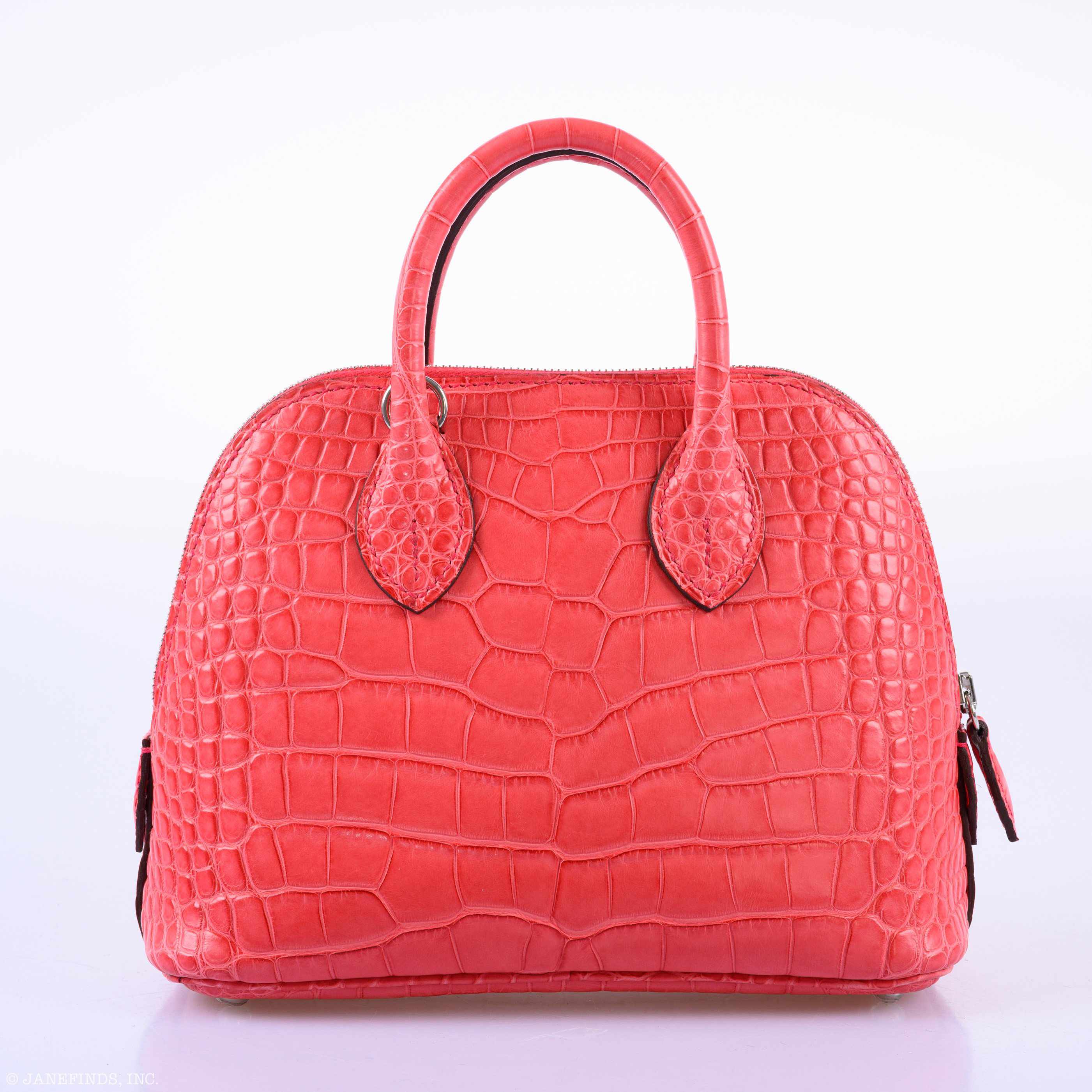 Hermès Mini Bolide 1923 Matte Bougainvillier Alligator Palladium Hardware