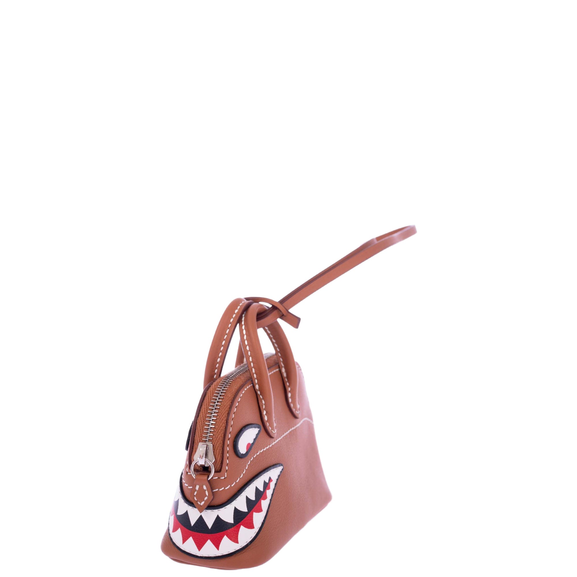 Hermès Mini Bolide Shark Charm Gold Swift Palladium Hardware