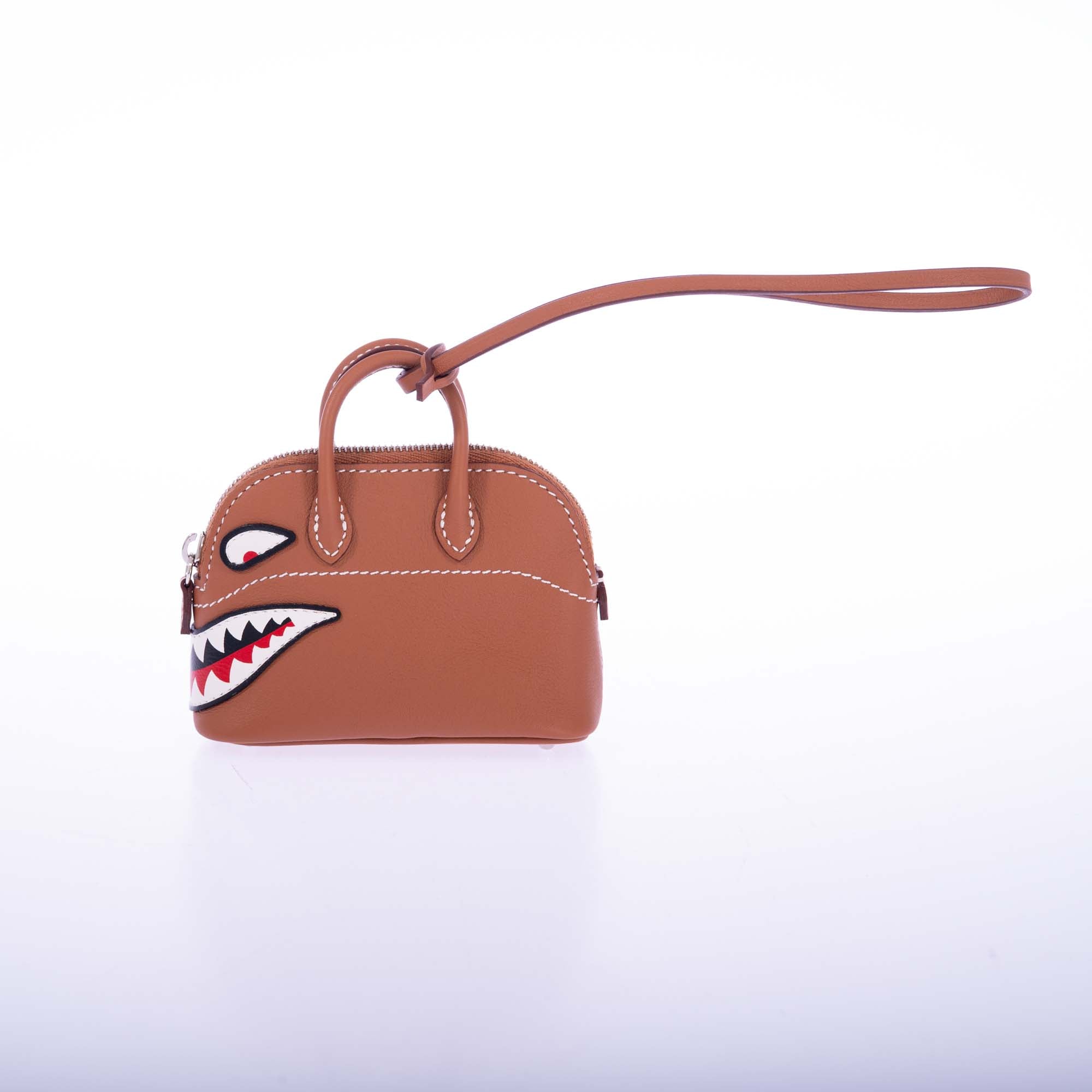 Hermès Mini Bolide Shark Charm Gold Swift Palladium Hardware