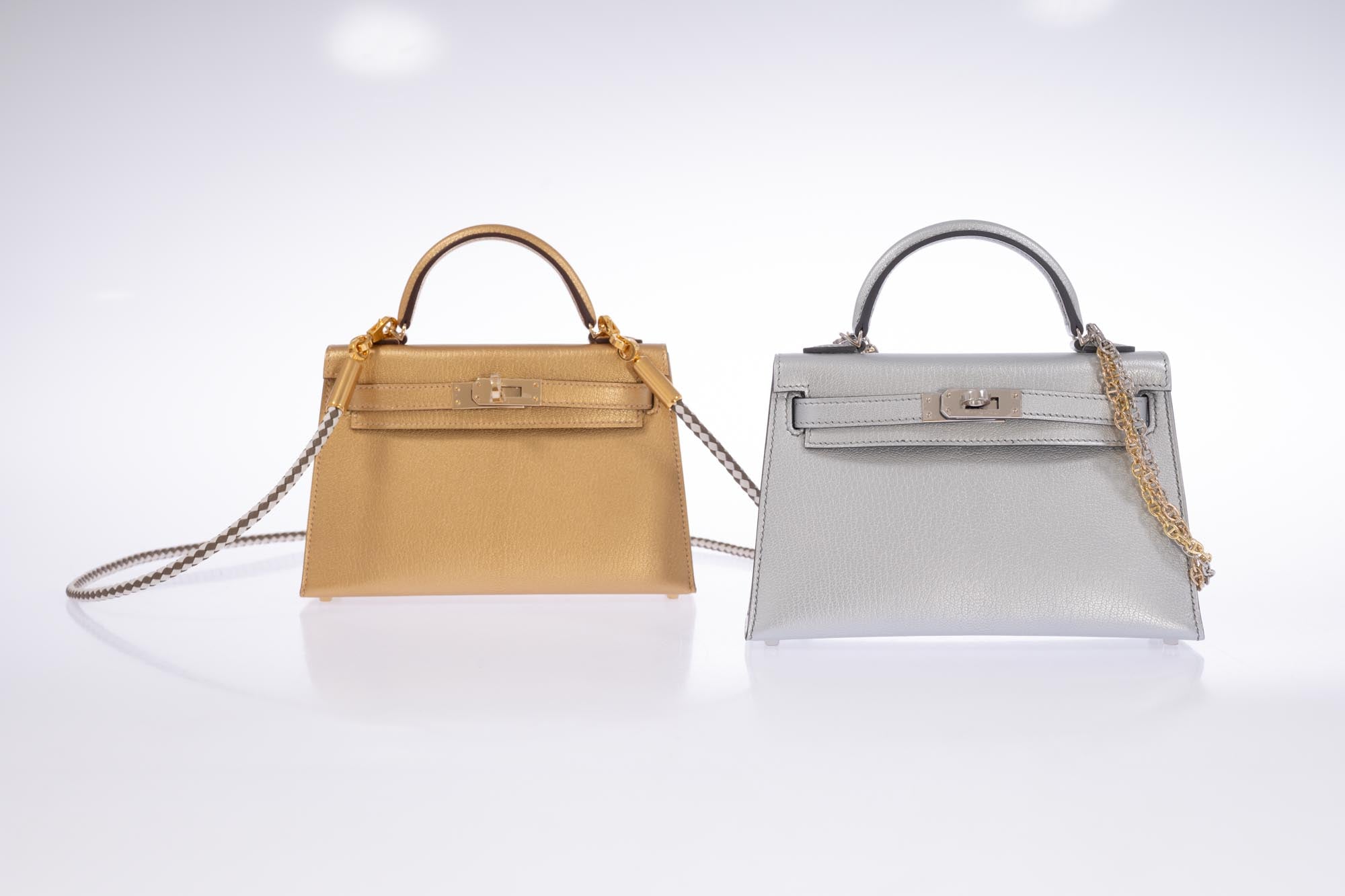 Hermès Mini Constance 18 Silver Metallic Chevre Palladium Hardware