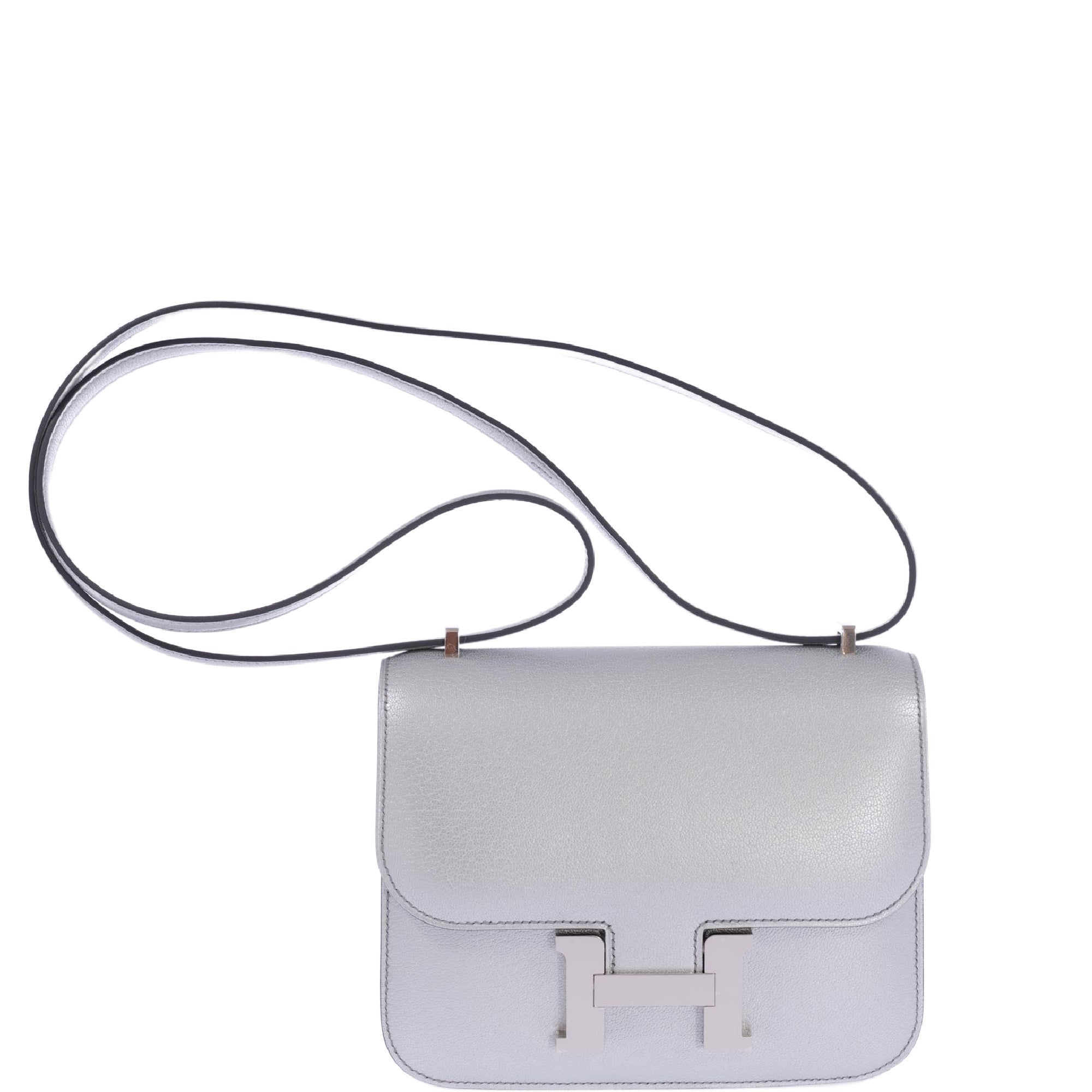 Hermès Mini Constance 18 Silver Metallic Chevre Palladium Hardware