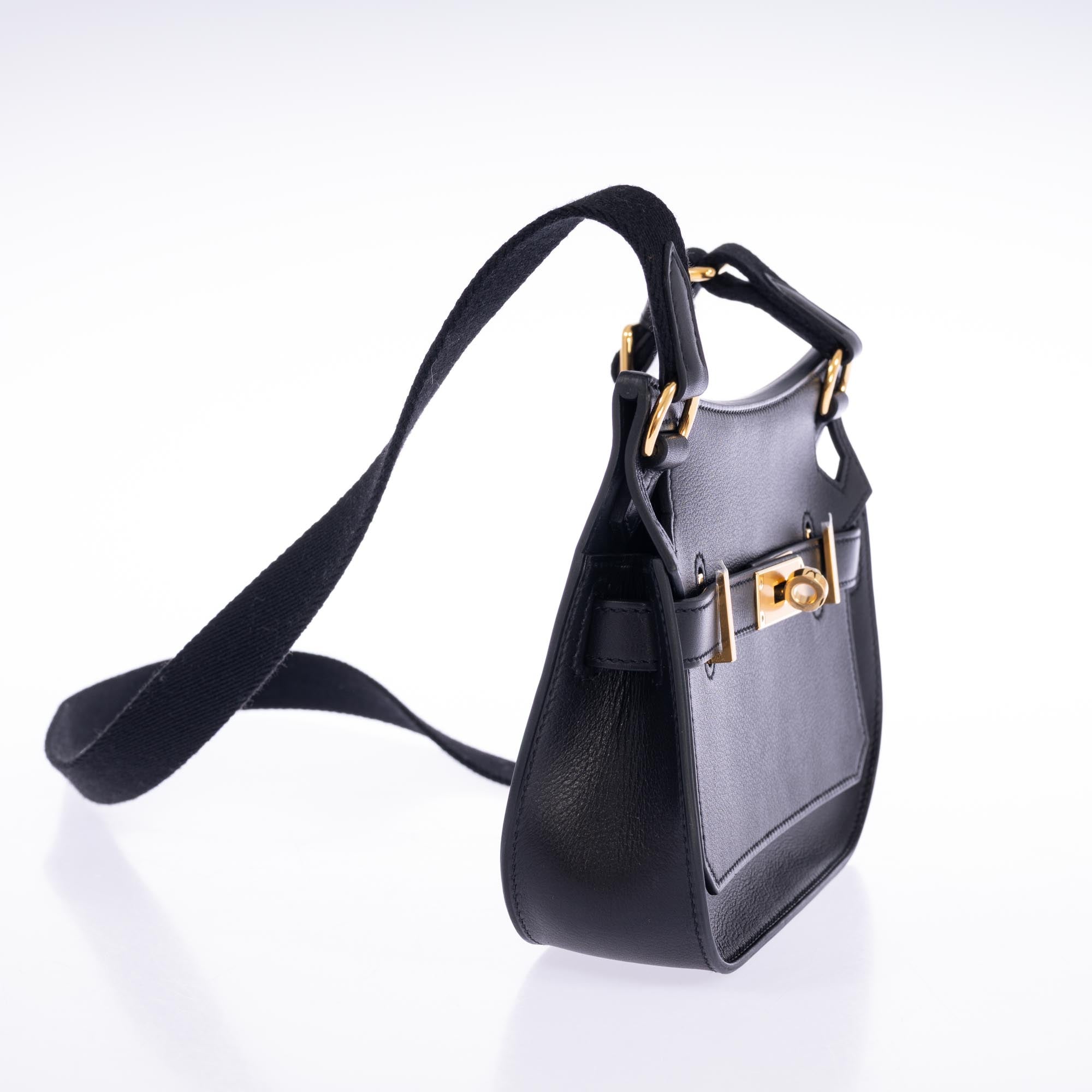 Hermès Mini Jypsiere Black Evercolor Gold Hardware
