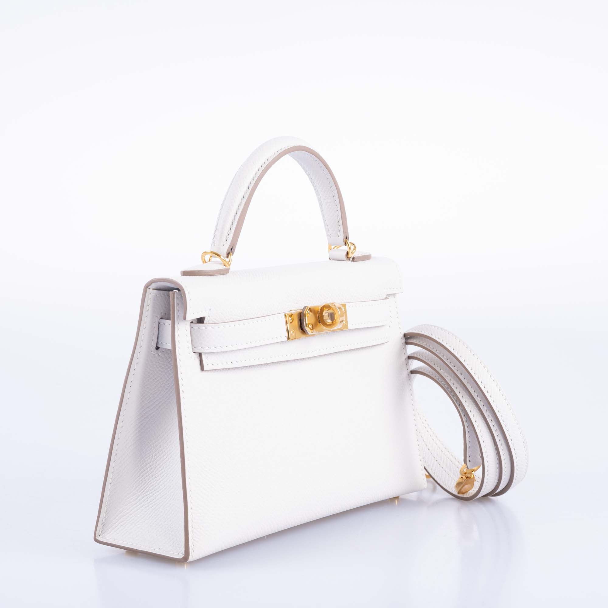 Hermès Mini Kelly 20 Gris Pale Epsom Gold Hardware