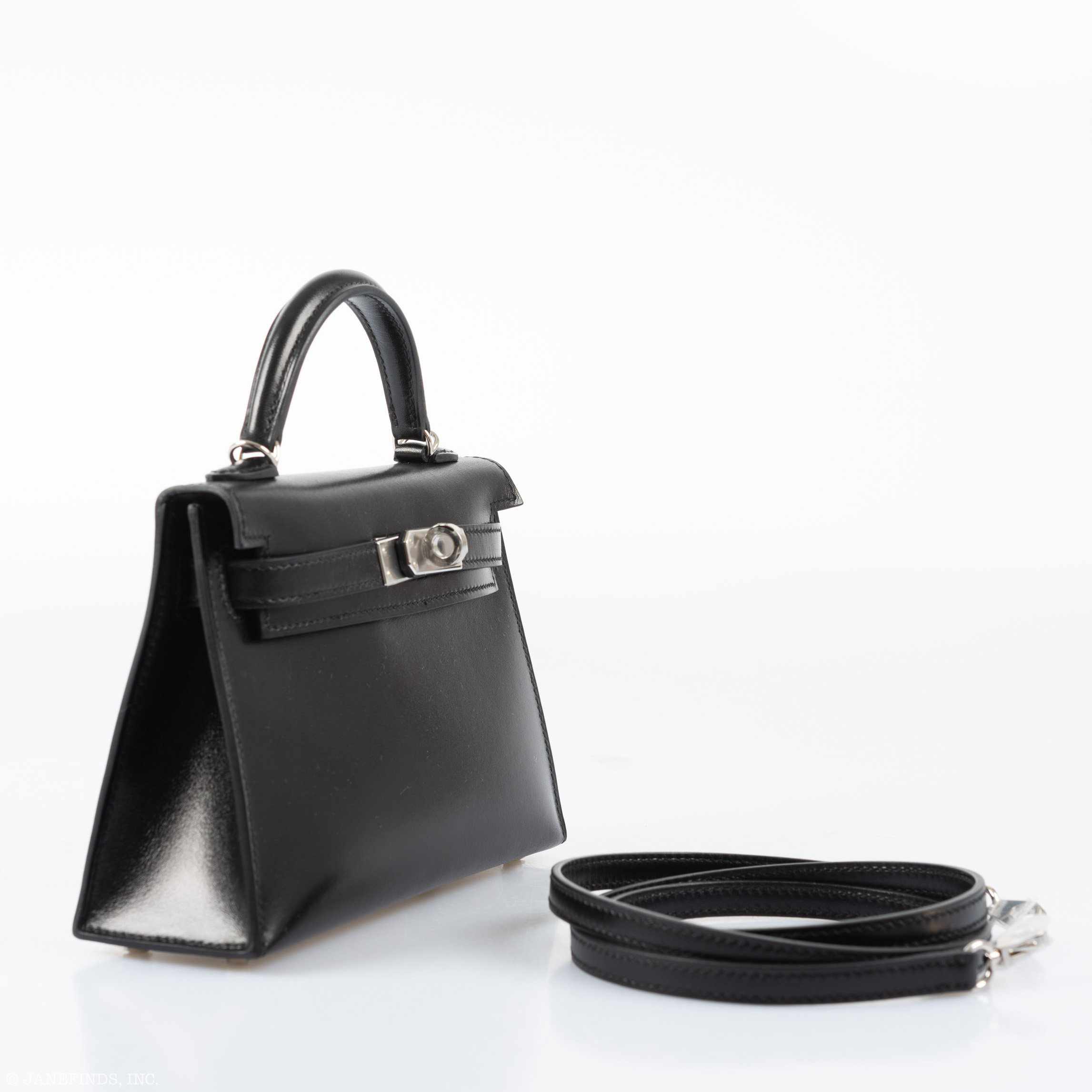 Hermès Mini Kelly 20 II Sellier Noir Box Calf Palladium Hardware