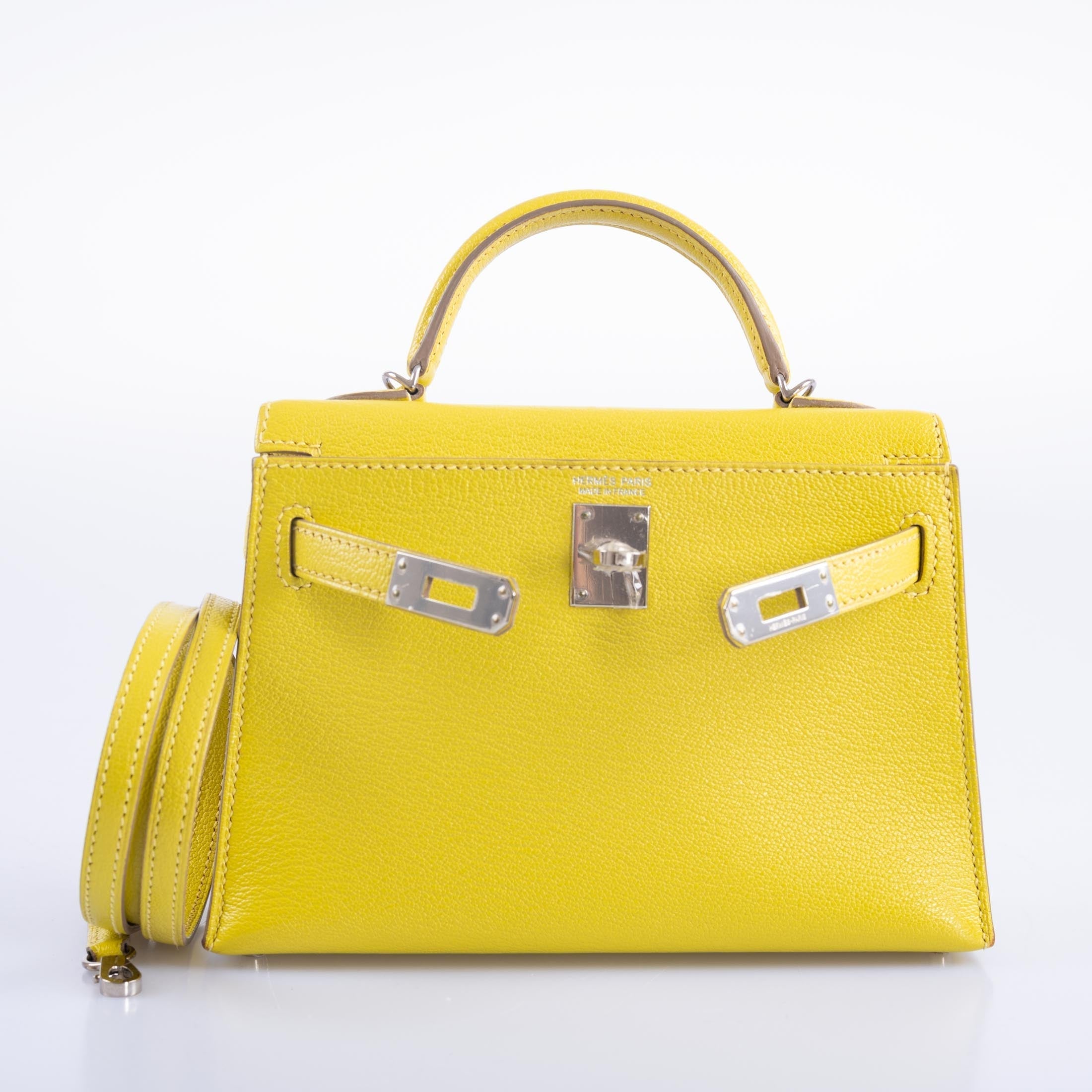 Hermès Mini Kelly 20 Lime Chèvre Palladium Hardware