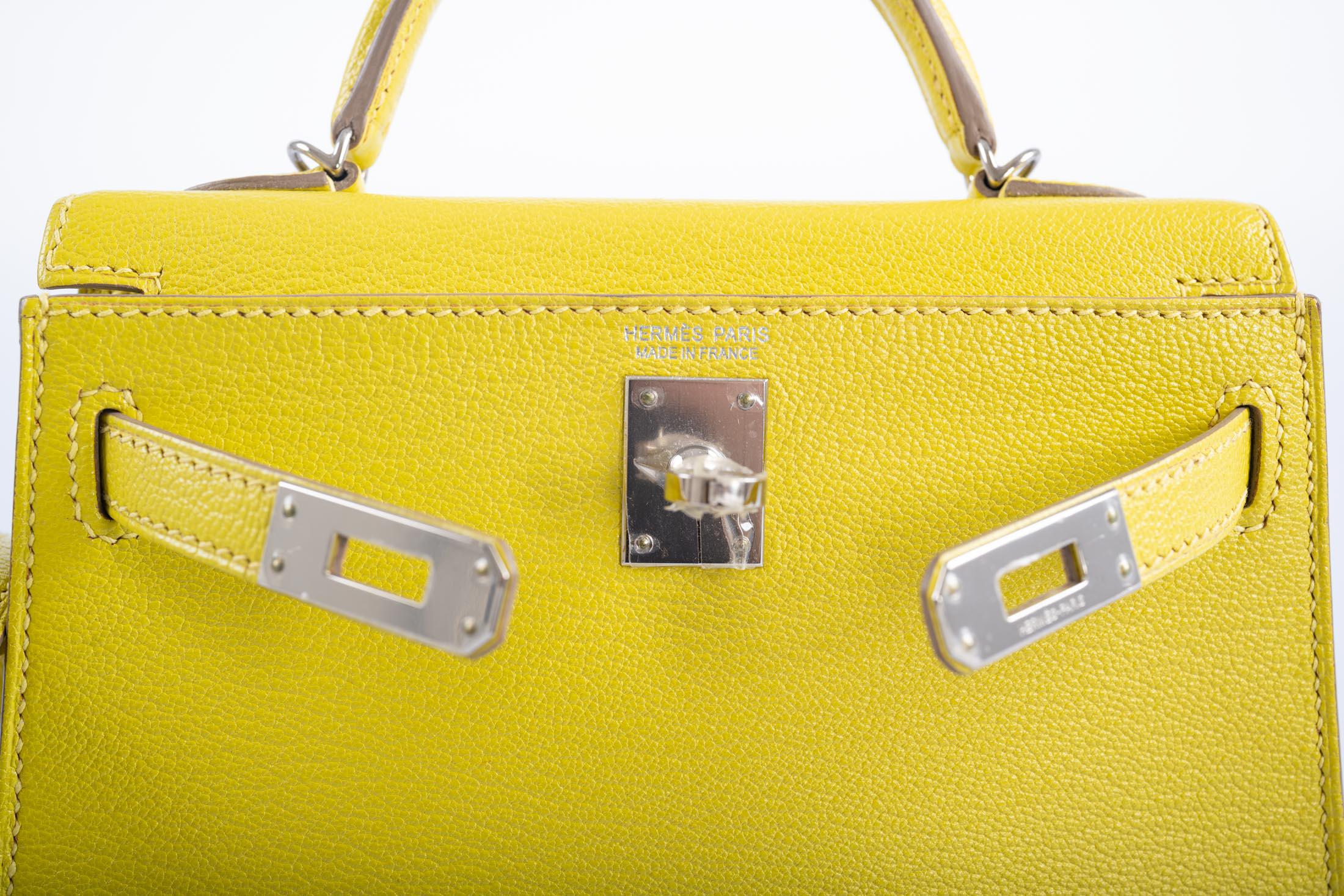 Hermès Mini Kelly 20 Lime Chèvre Palladium Hardware