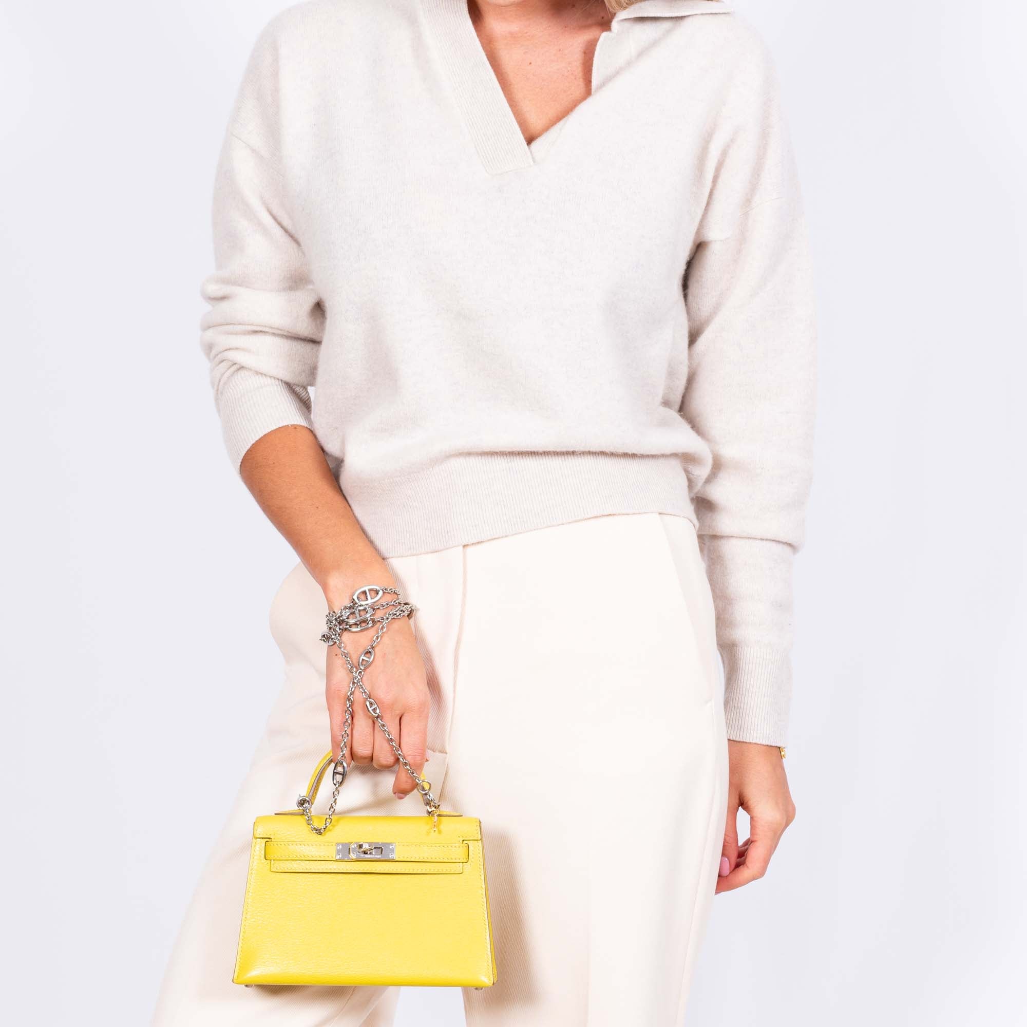 Hermès Mini Kelly 20 Lime Chèvre Palladium Hardware