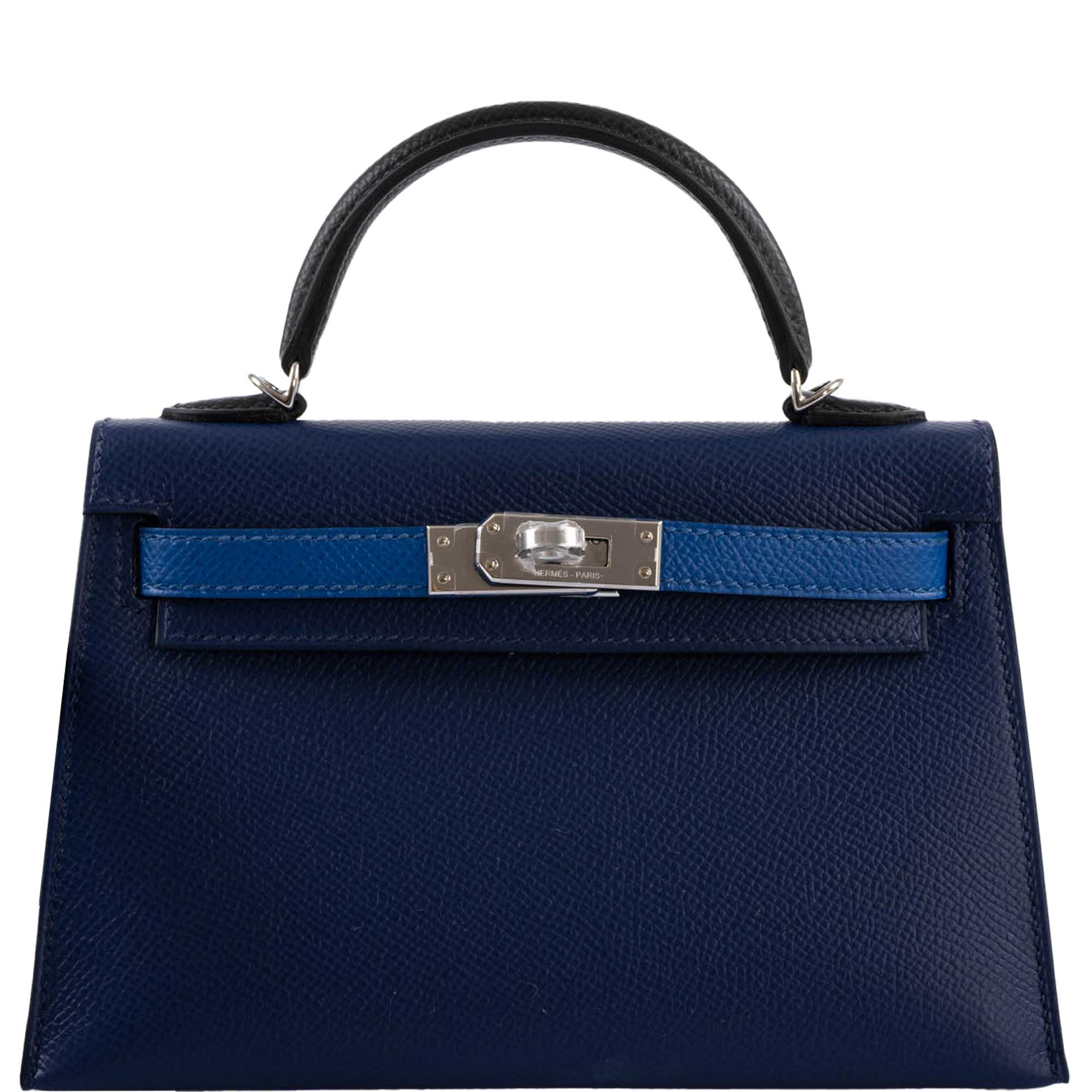 Hermès Mini Kelly 20 Tricolor Bleu Saphir, France, and Black Epsom Palladium Hardware