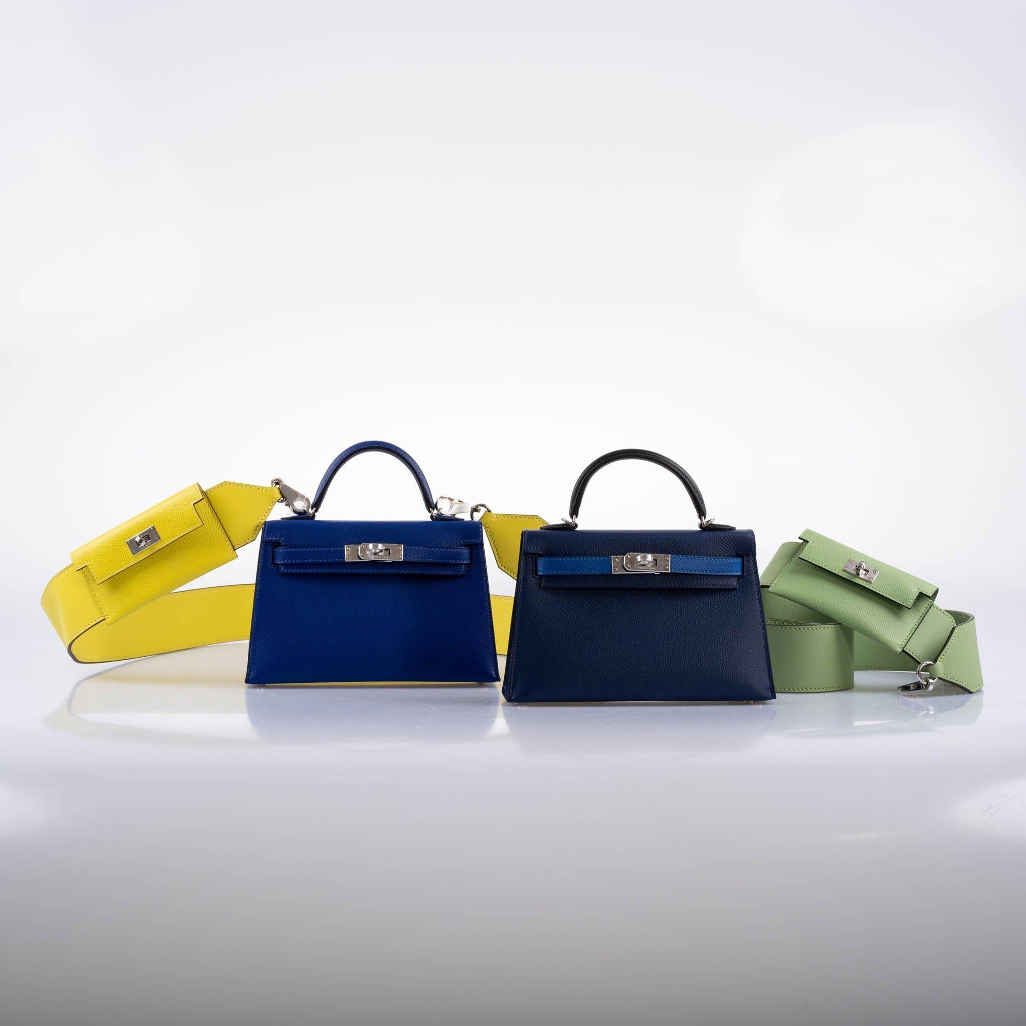 Hermès Mini Kelly 20 Tricolor Bleu Saphir, France, and Black Epsom Palladium Hardware