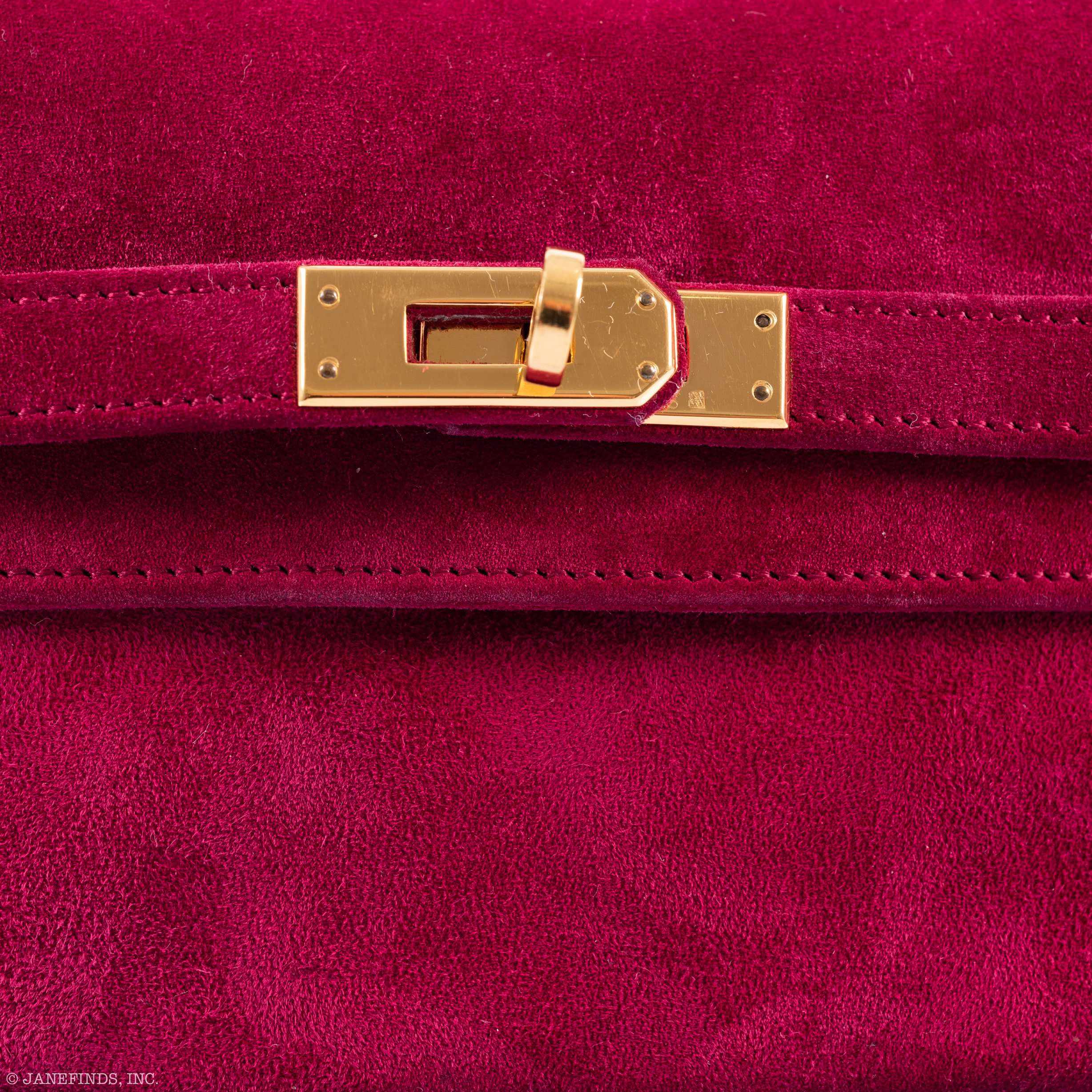 Hermès Mini Kelly Banana Belt Bag Framboise Doblis Suede Gold Hardware