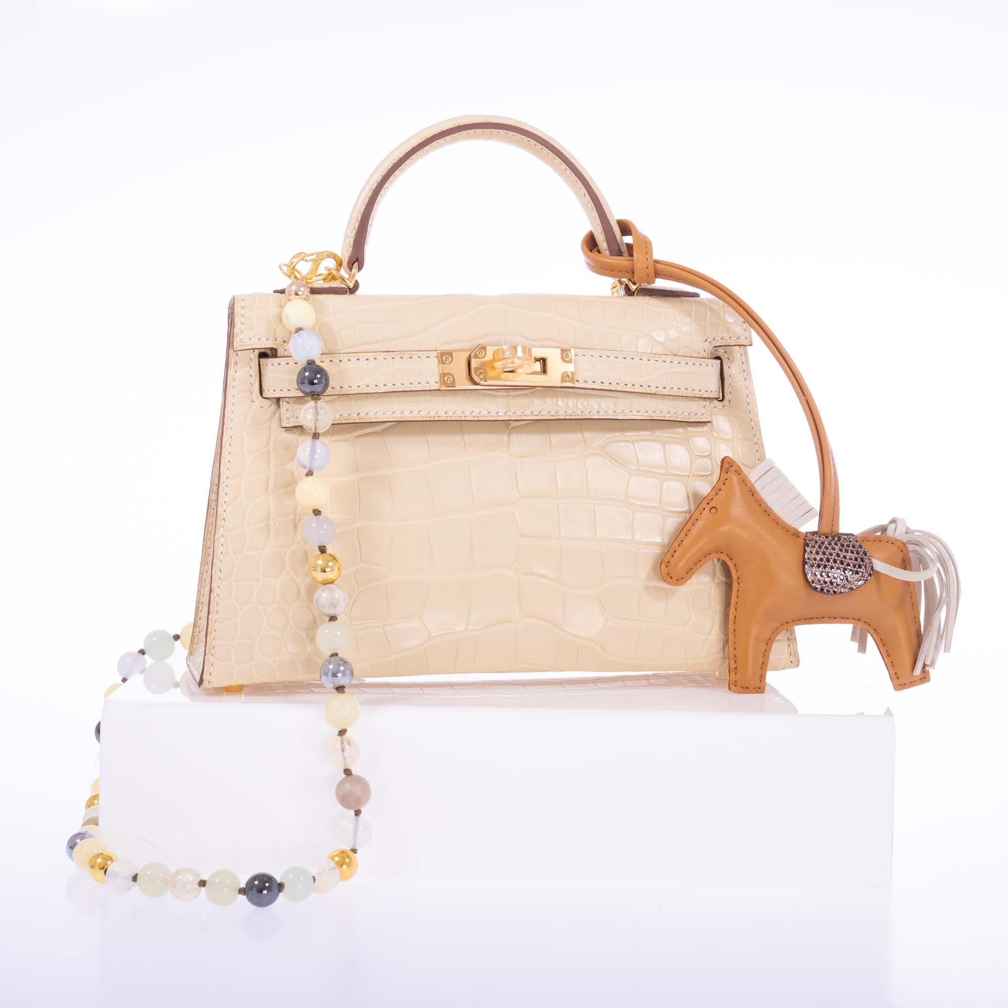 Hermès Mini Kelly II 20 Sellier Vanille Matte Alligator Gold Hardware