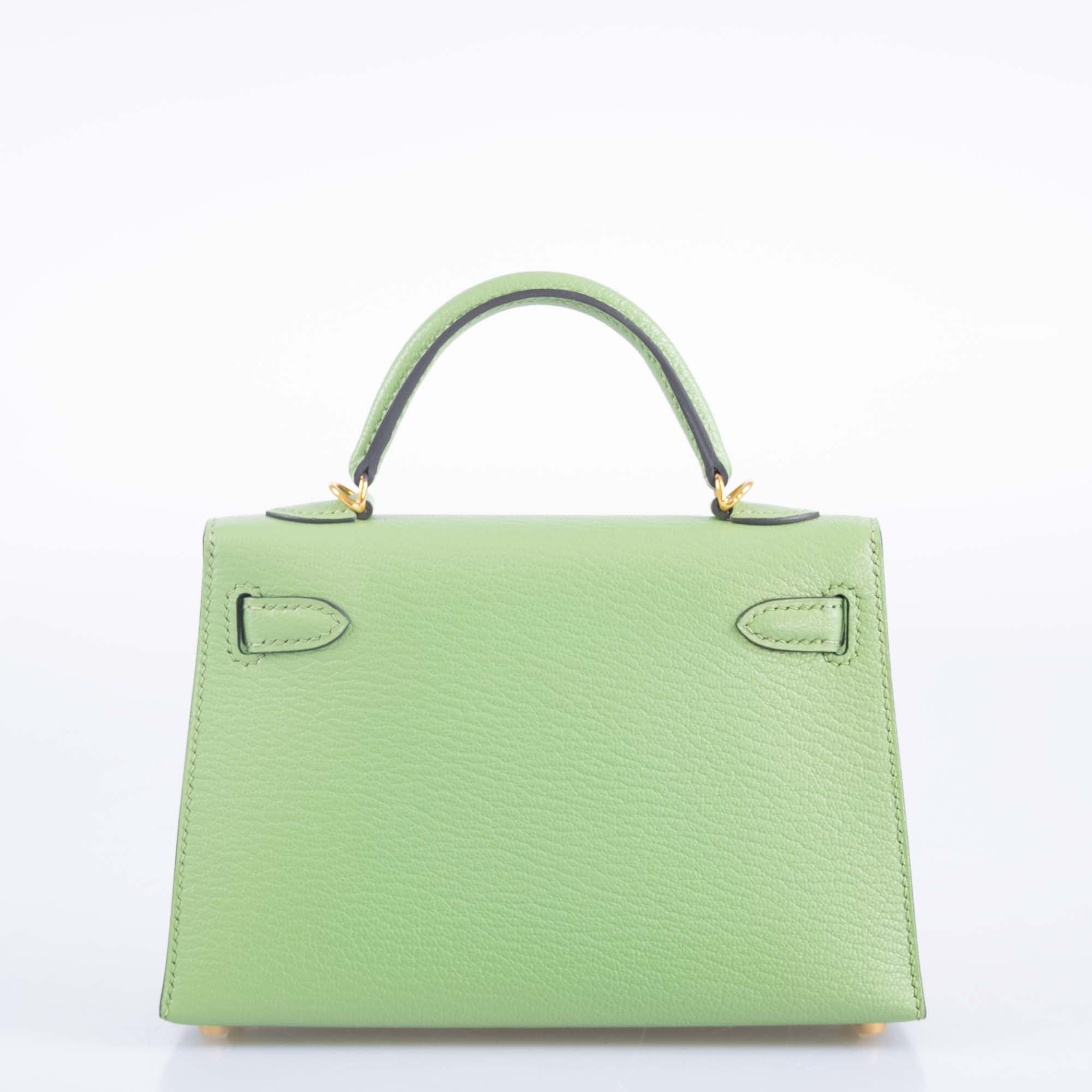 Hermès Mini Kelly II 20 Vert Criquet Chèvre Mysore Gold Hardware