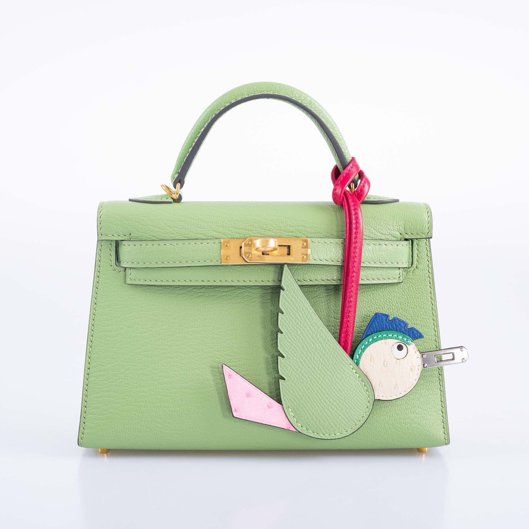 Hermès Mini Kelly II 20 Vert Criquet Chèvre Mysore Gold Hardware