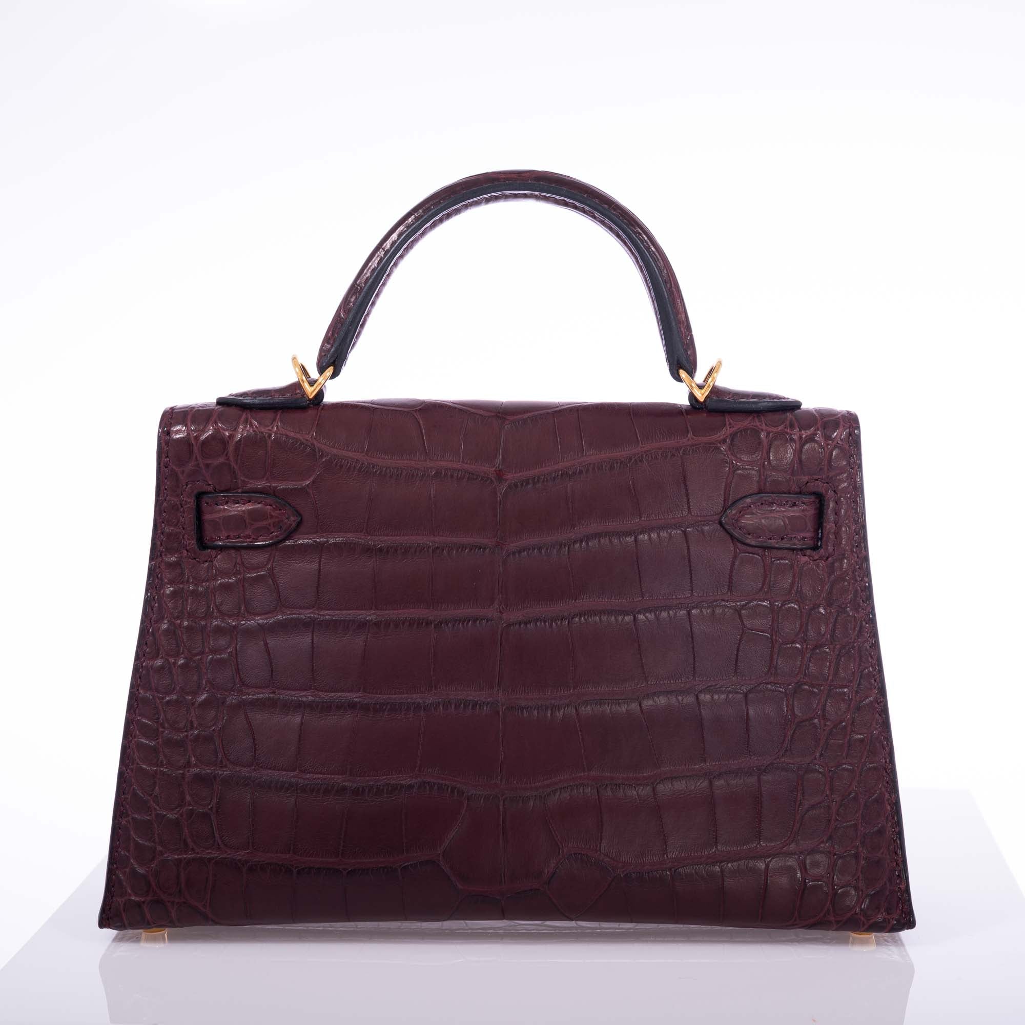 Hermès Mini Kelly II Bordeaux Matte Alligator Mississippiensis Gold Hardware