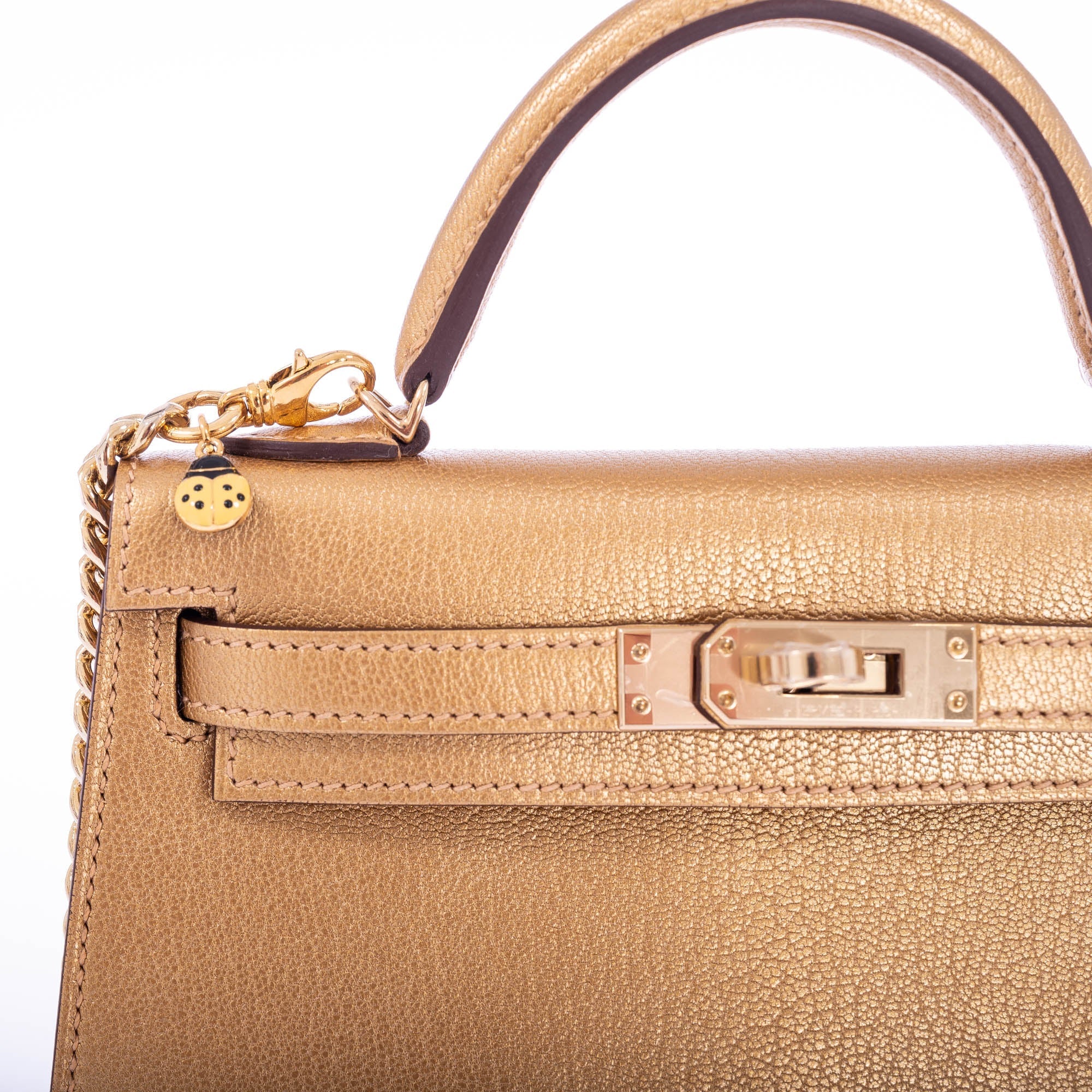 Hermès Mini Kelly II Sellier Doré Chèvre Chamkilight Gold Hardware