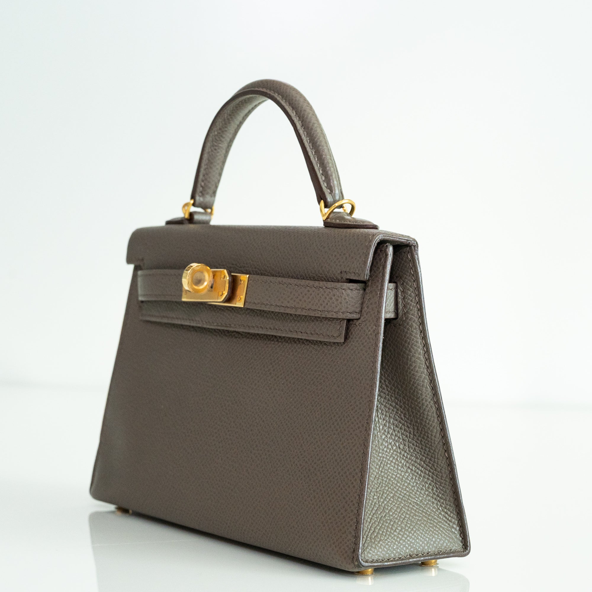 Hermès Mini Kelly II Sellier Etain Epsom Gold Hardware