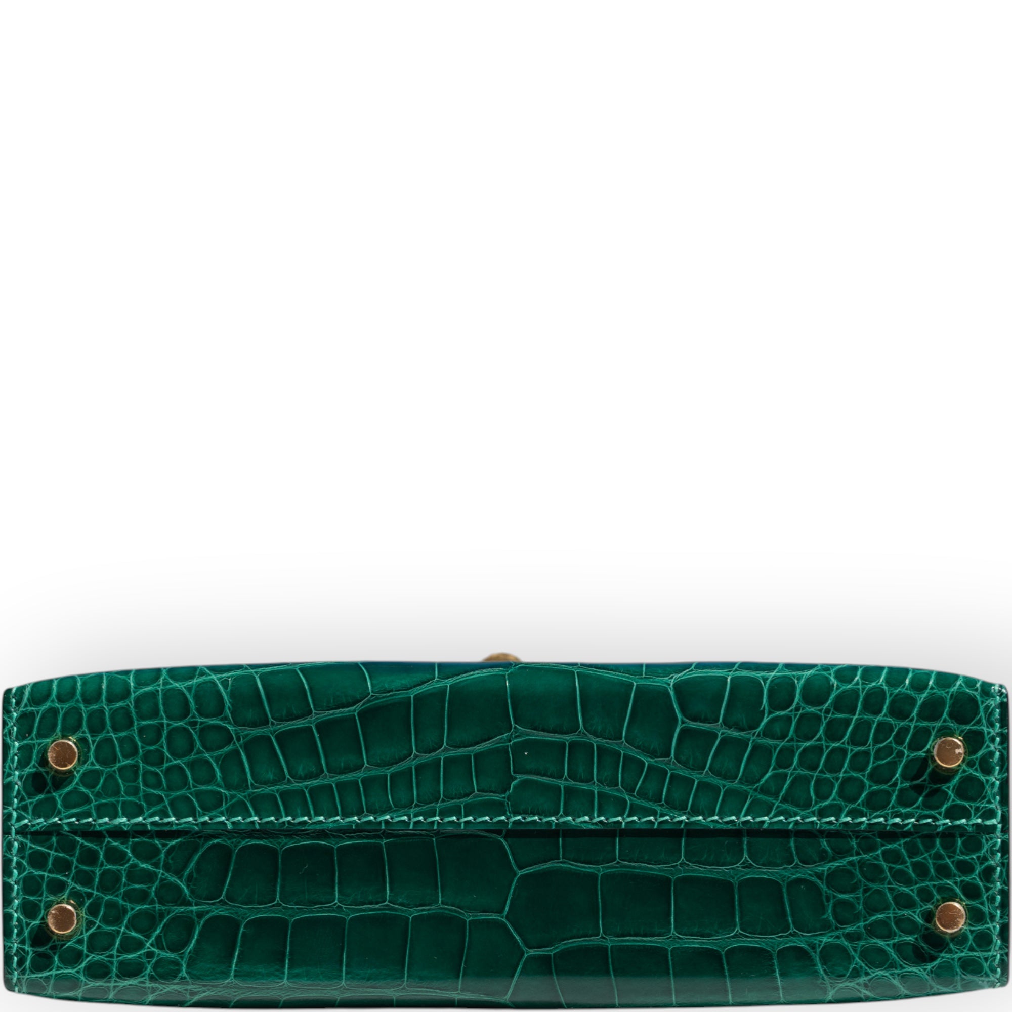 Hermès Mini Kelly II Sellier Vert Émeraude Shiny Alligator Gold Hardware