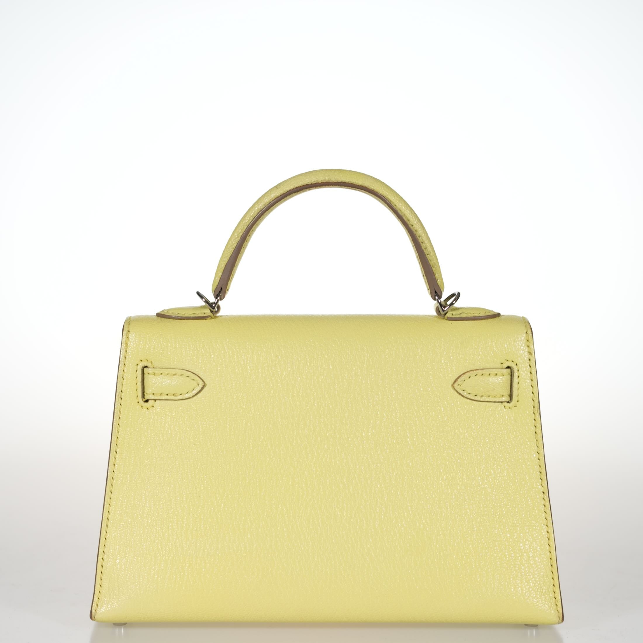 Hermès Mini Kelly Sellier 20 Limoncello Chevre with Palladium Hardware
