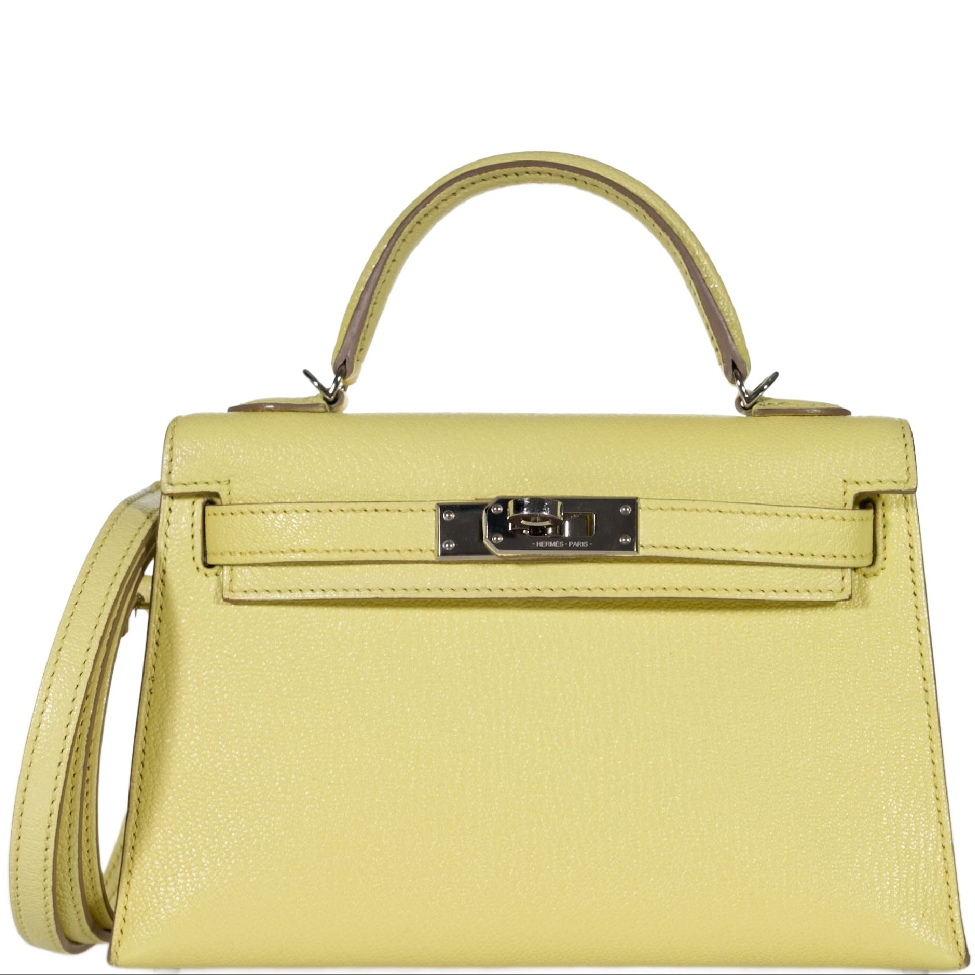 Hermès Mini Kelly Sellier 20 Limoncello Chevre with Palladium Hardware