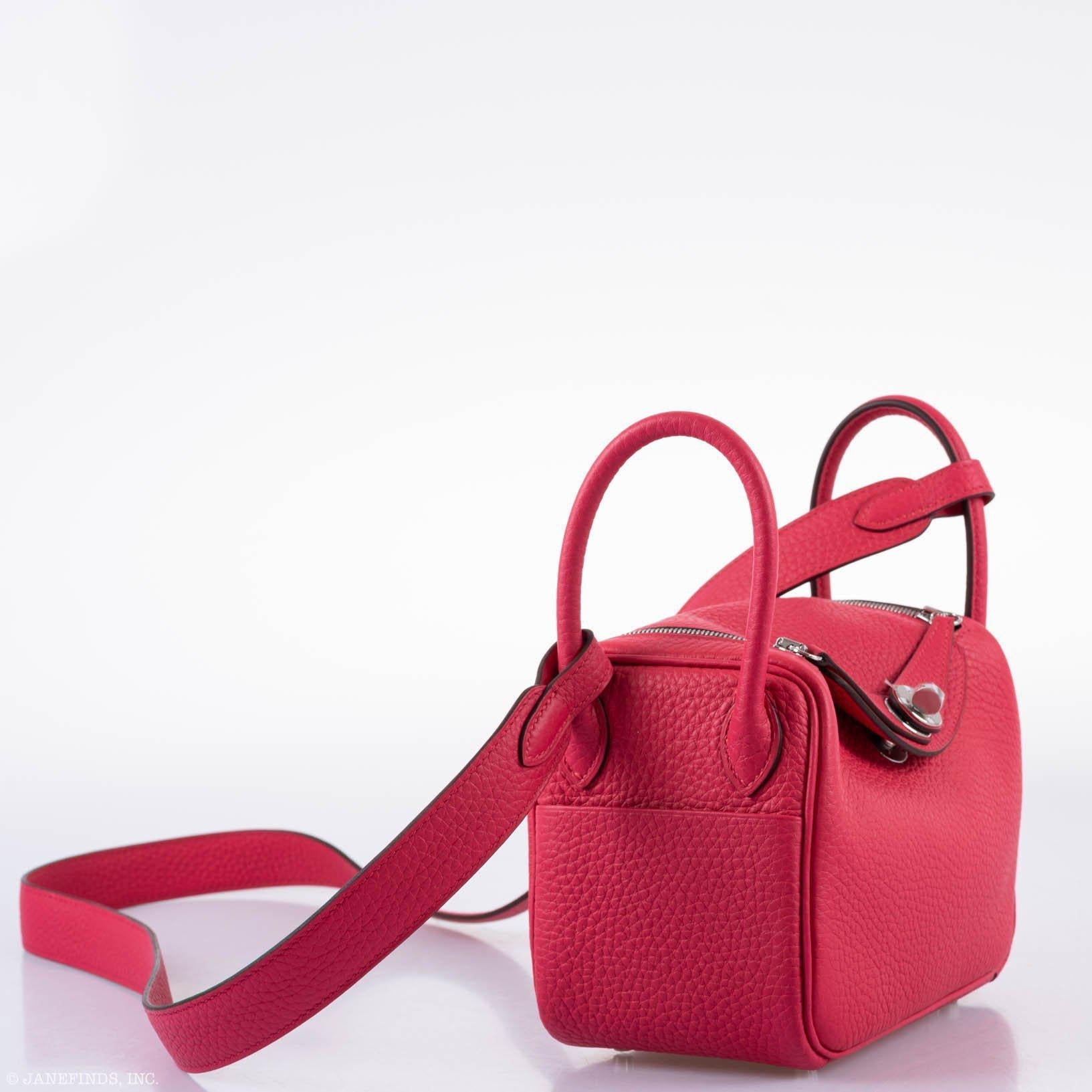 Hermès Mini Lindy 20 Rose Extreme Clemence Palladium Hardware