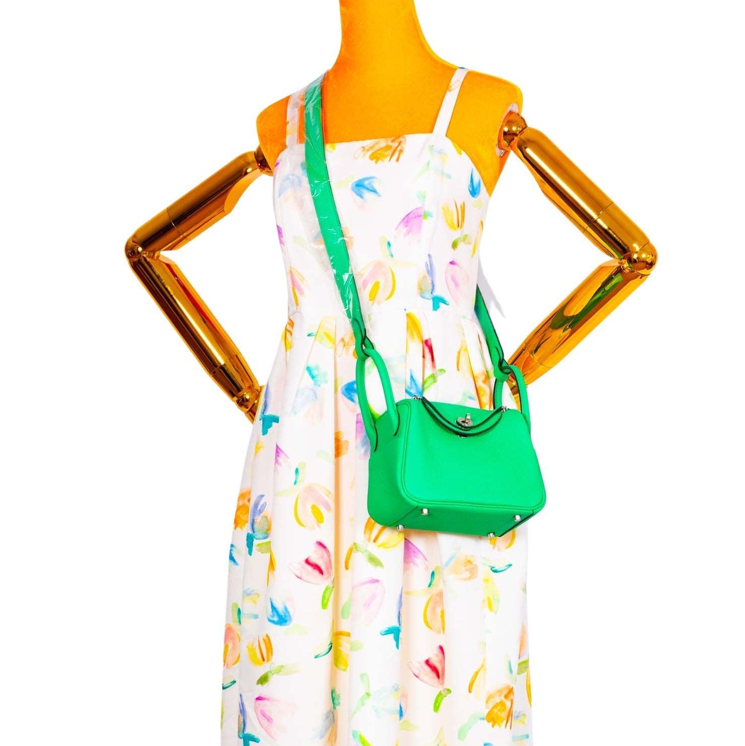 Hermès Mini Lindy 20 Vert Comics Clemence Palladium Hardware