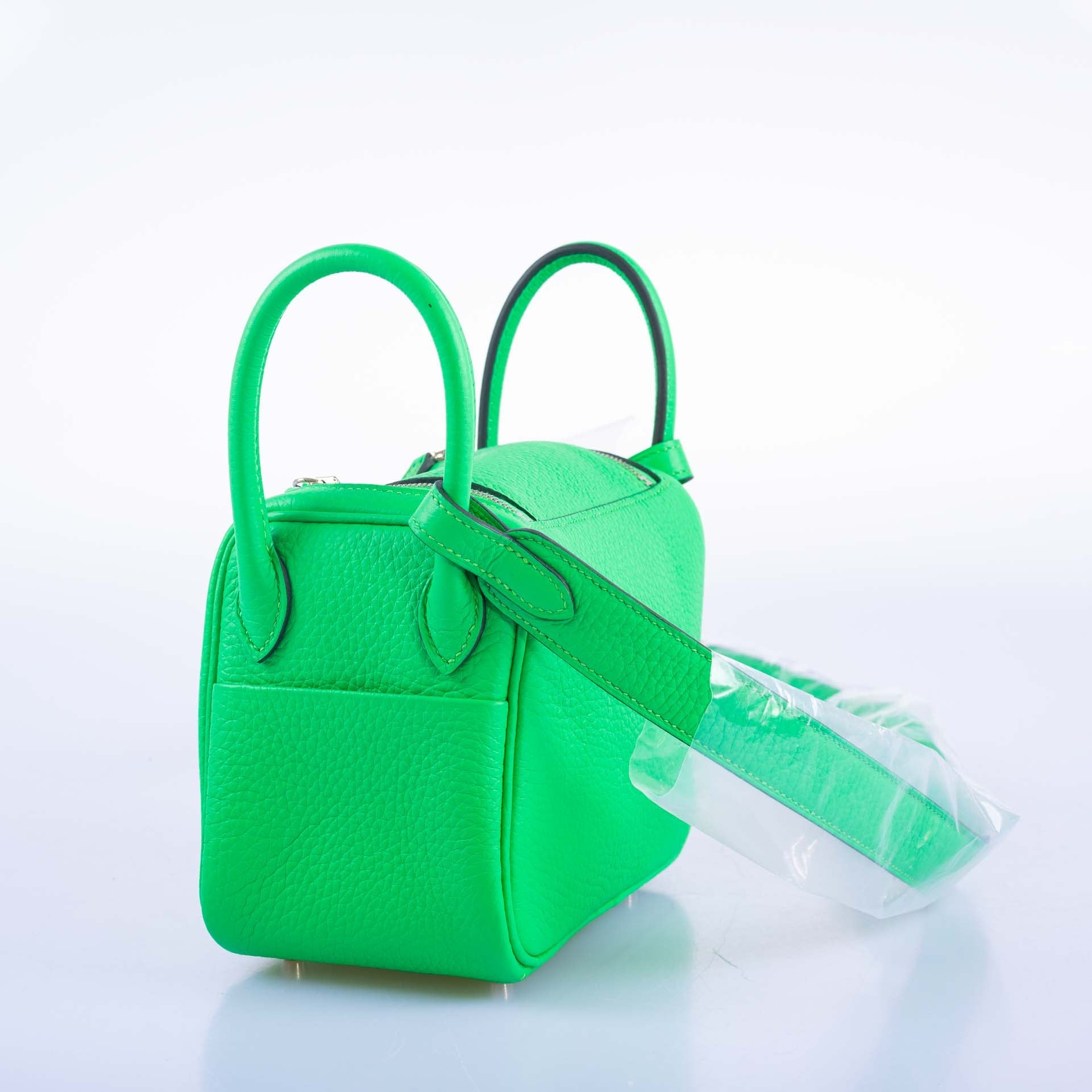 Hermès Mini Lindy 20 Vert Comics Clemence Palladium Hardware