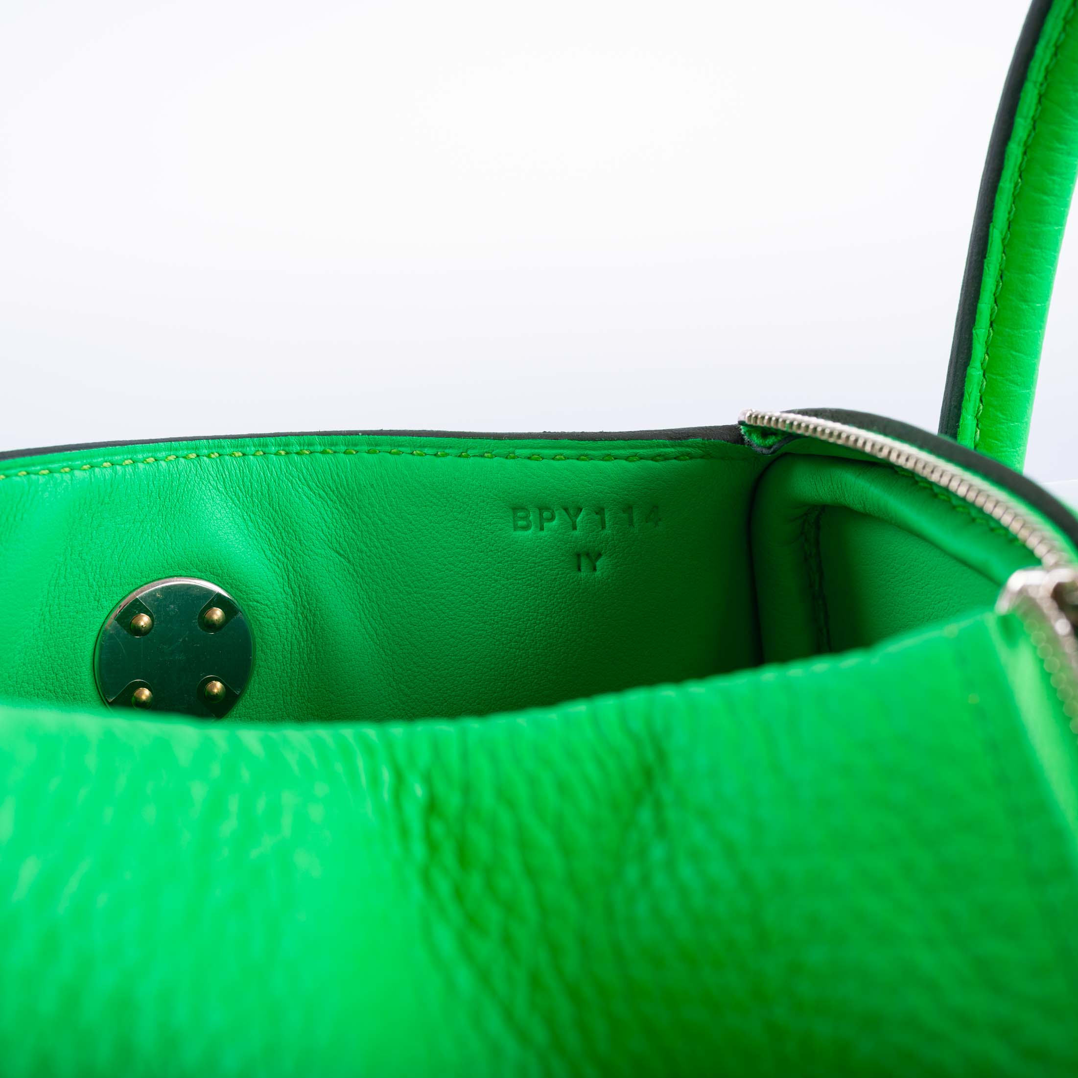 Hermès Mini Lindy 20 Vert Comics Clemence Palladium Hardware