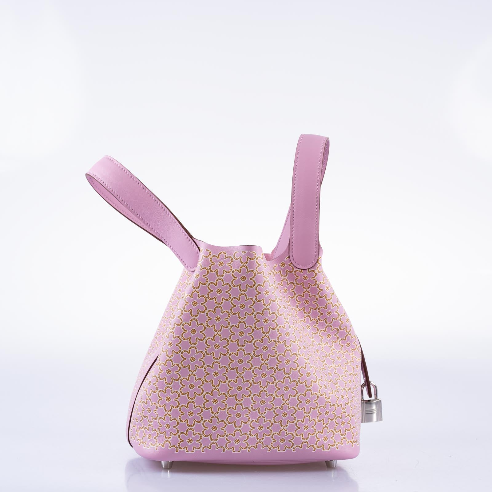 Hermès Mini Lucky Daisy Picotin Lock 18 Mauve Sylvestre Swift Palladium Hardware