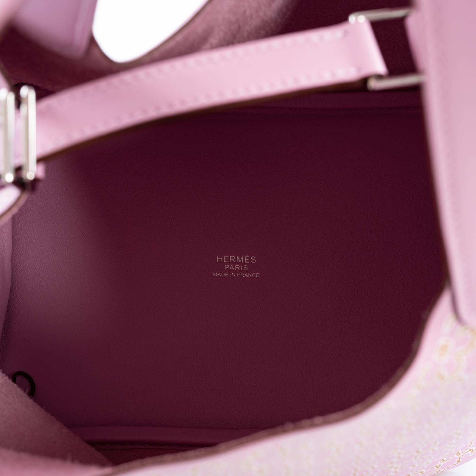 Hermès Mini Lucky Daisy Picotin Lock 18 Mauve Sylvestre Swift Palladium Hardware