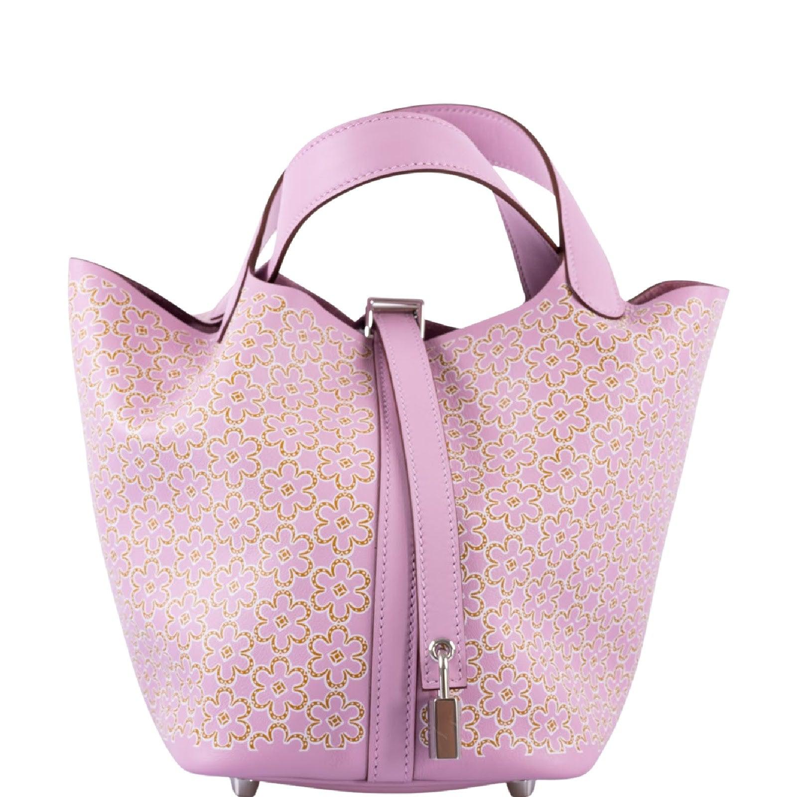 Hermès Mini Lucky Daisy Picotin Lock 18 Mauve Sylvestre Swift Palladium Hardware