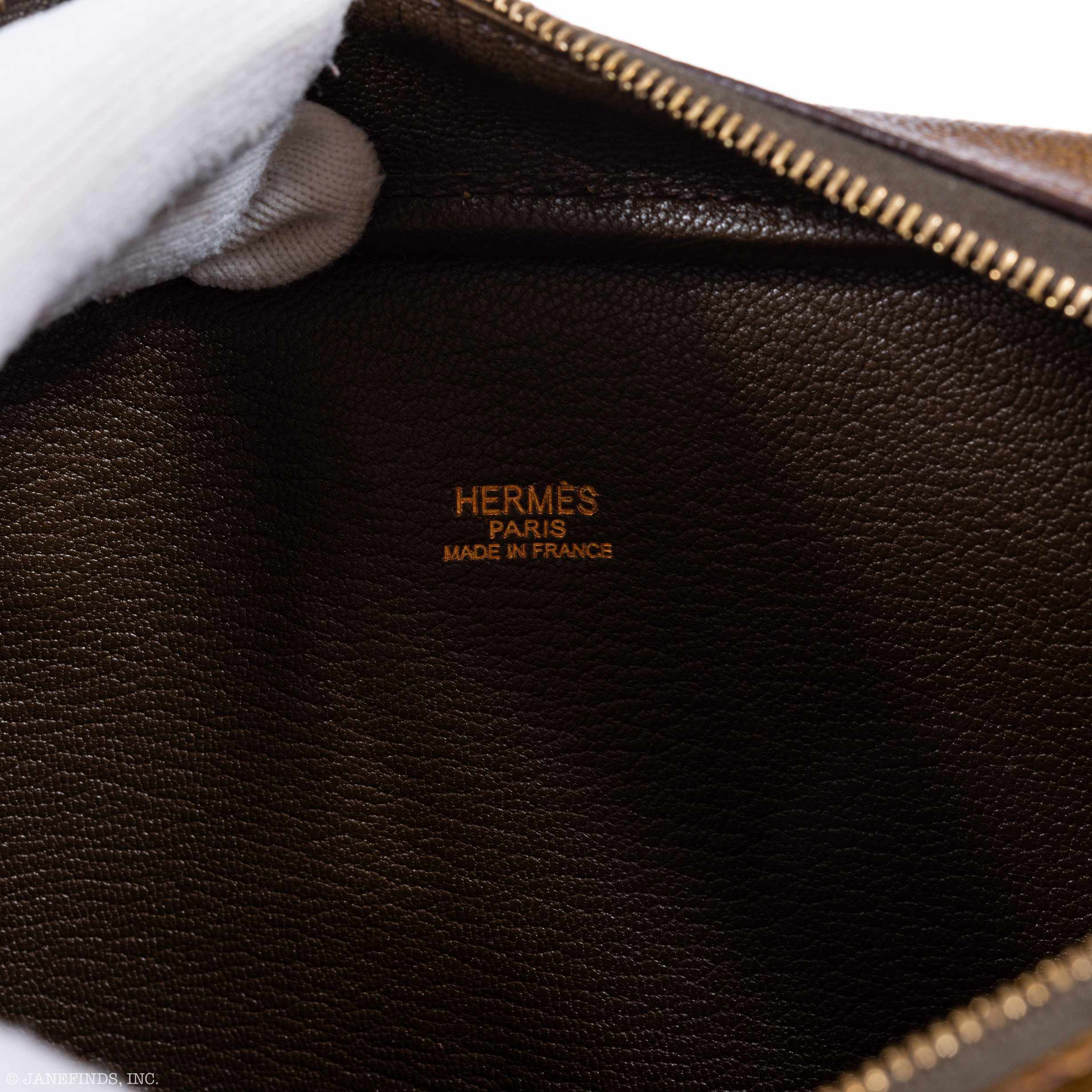 Hermès Mini Plume 20 Metallic Dark Gold Chevre Gold Hardware