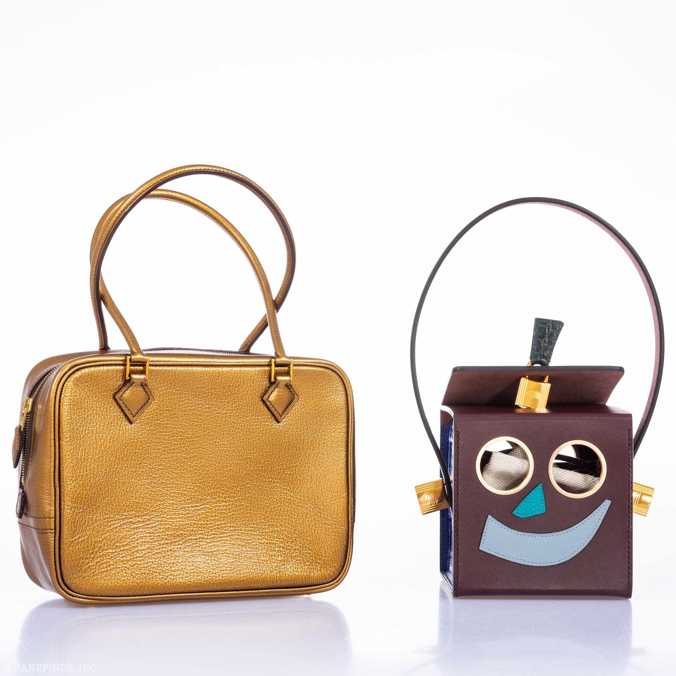 Hermès Mini Plume 20 Metallic Dark Gold Chevre Gold Hardware