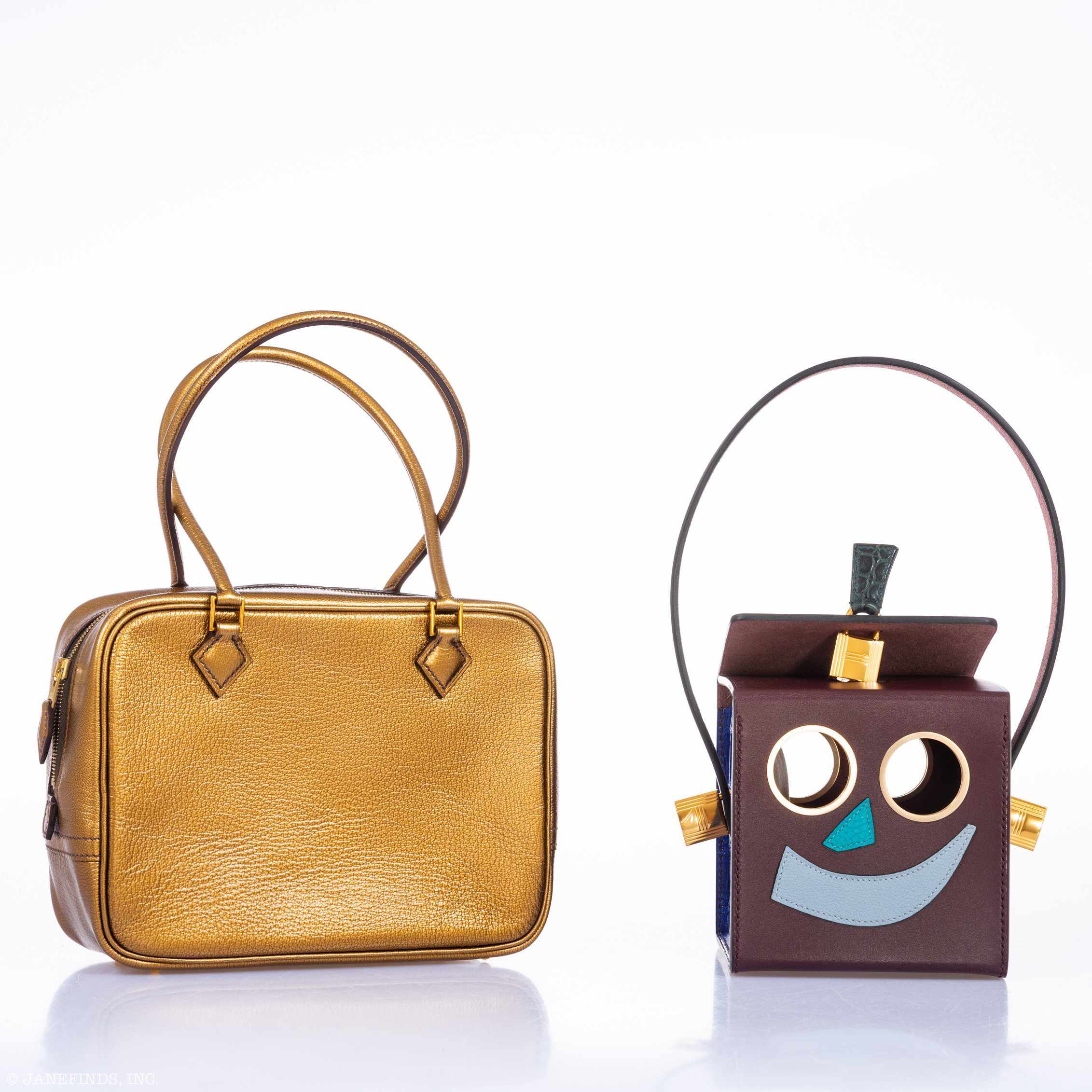 Hermès Mini Plume 20 Metallic Dark Gold Chevre Gold Hardware