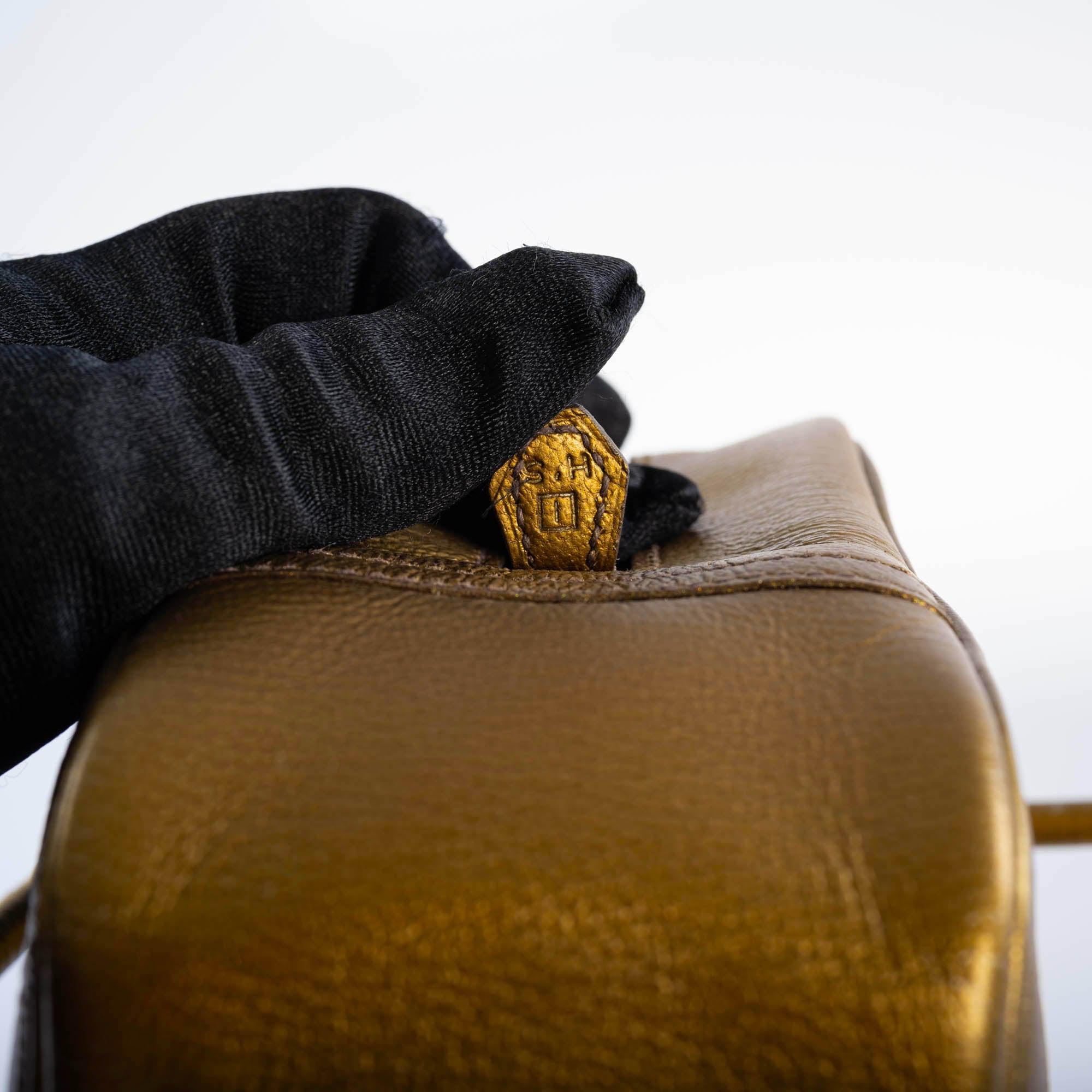 Hermès Mini Plume 20 Metallic Dark Gold Chevre Gold Hardware