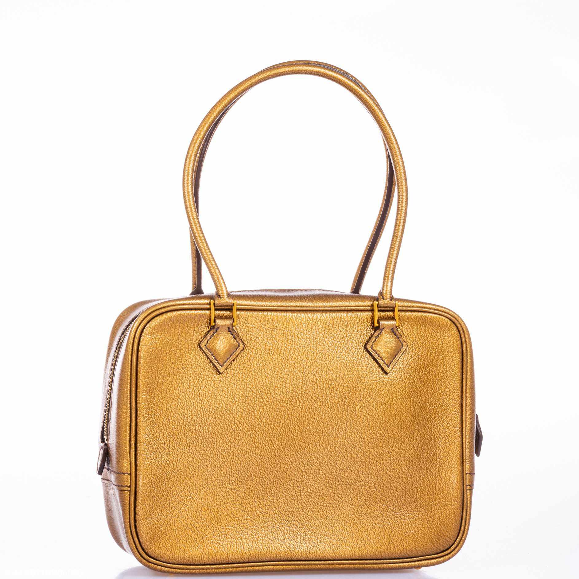 Hermès Mini Plume 20 Metallic Dark Gold Chevre Gold Hardware