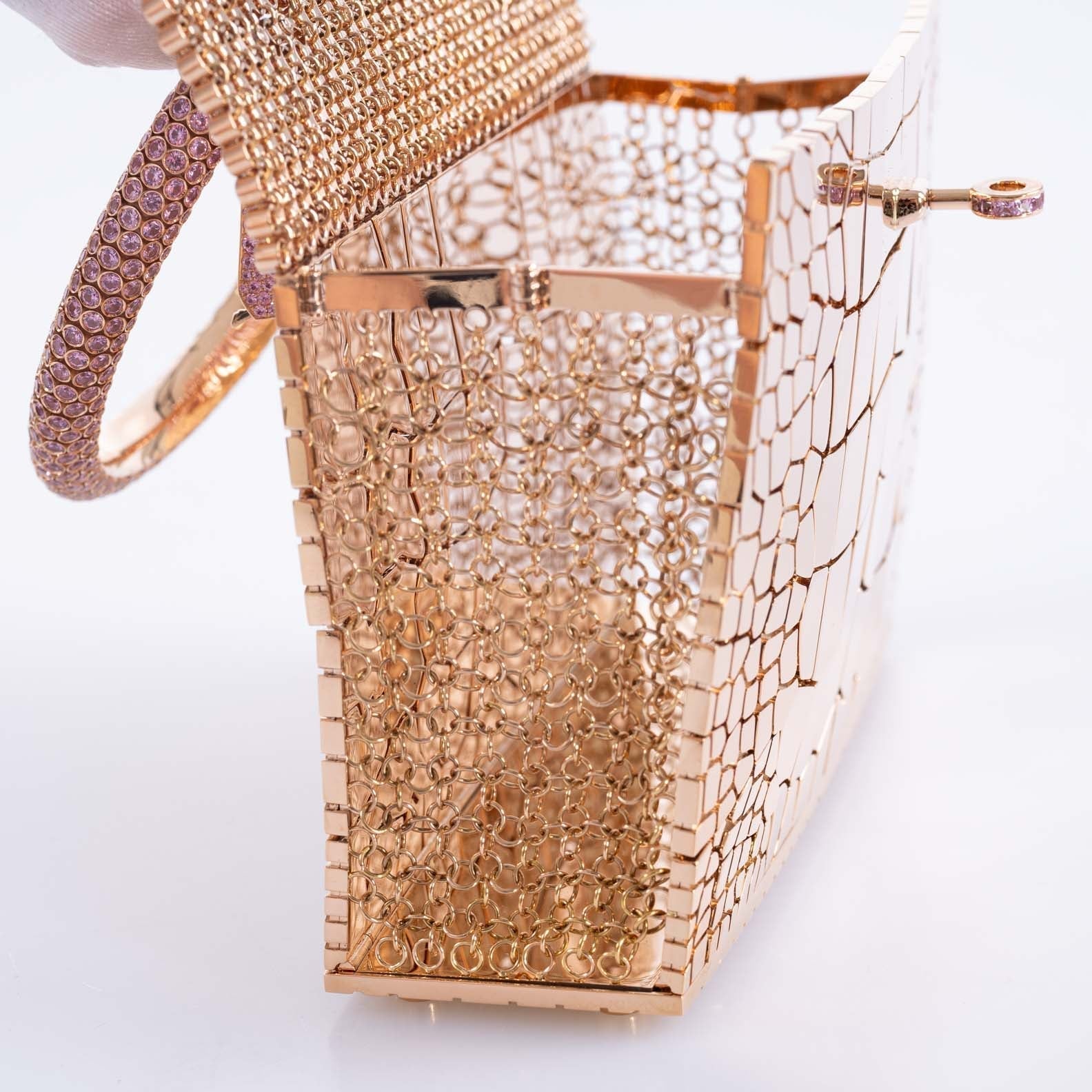 Hermès Mini Sac Bijou Kelly 18K Rose Gold 80ct Pink Sapphire Pierre Hardy