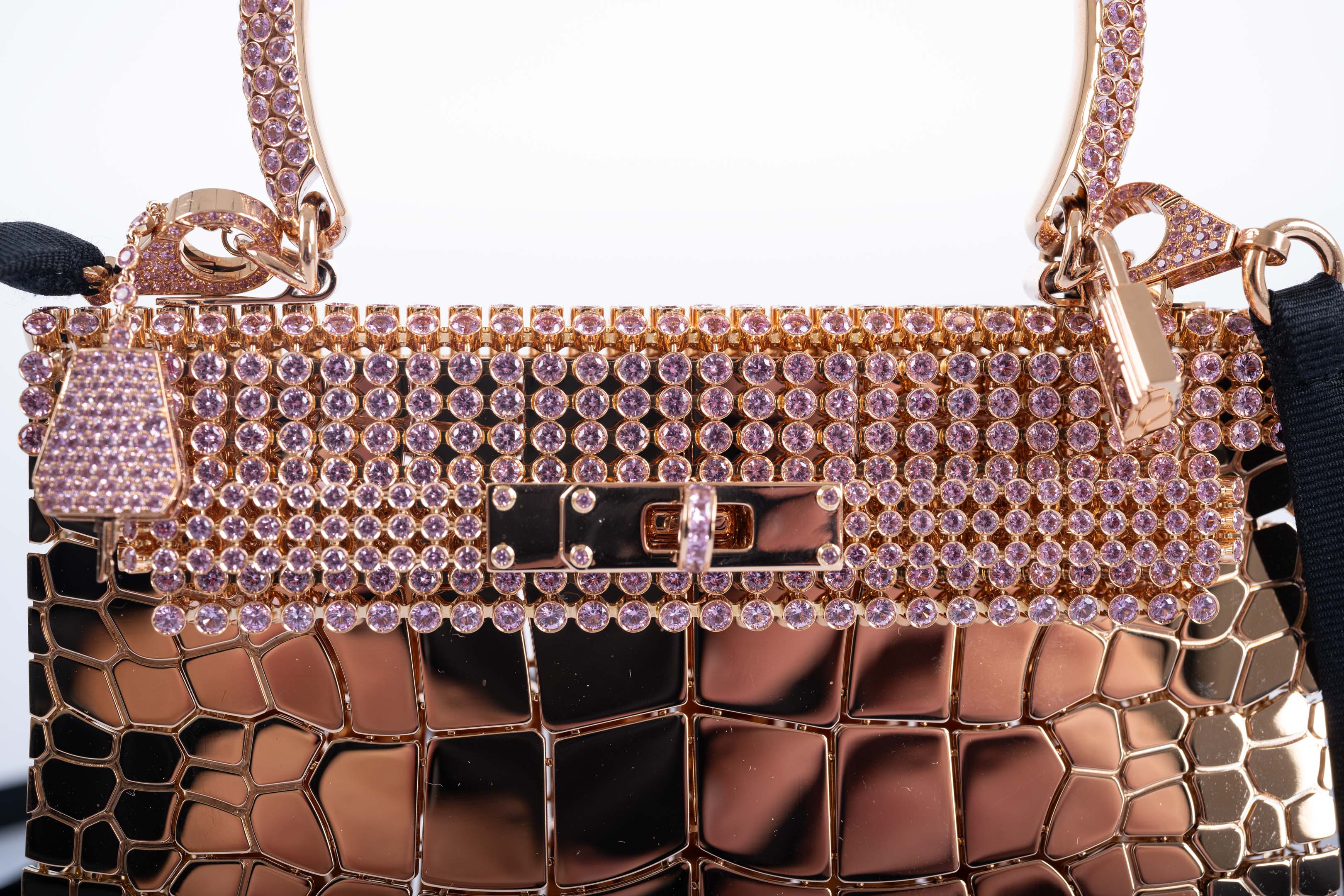 Hermès Mini Sac Bijou Kelly 18K Rose Gold 80ct Pink Sapphire Pierre Hardy