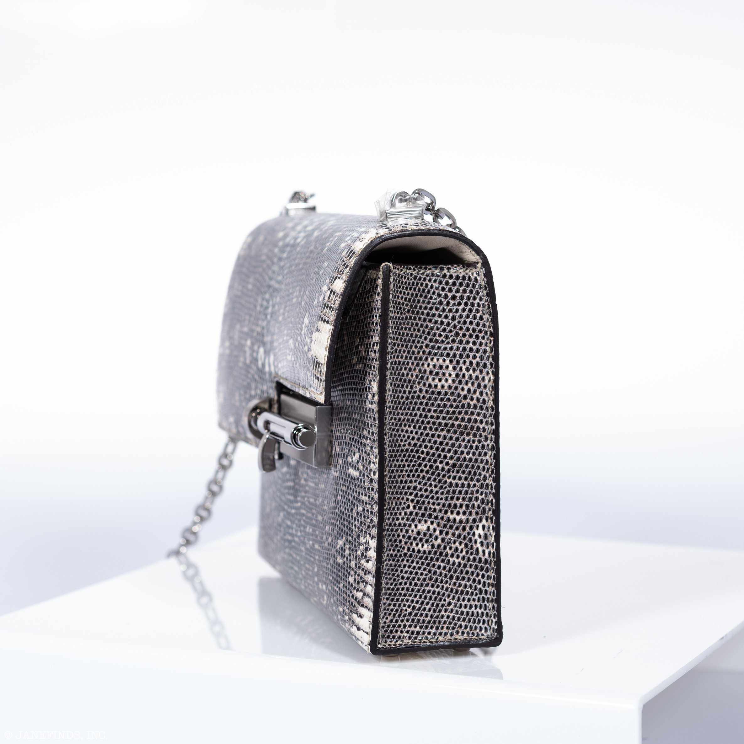 Hermès Mini Verrou Chain 18 Ombre Lizard Palladium Hardware