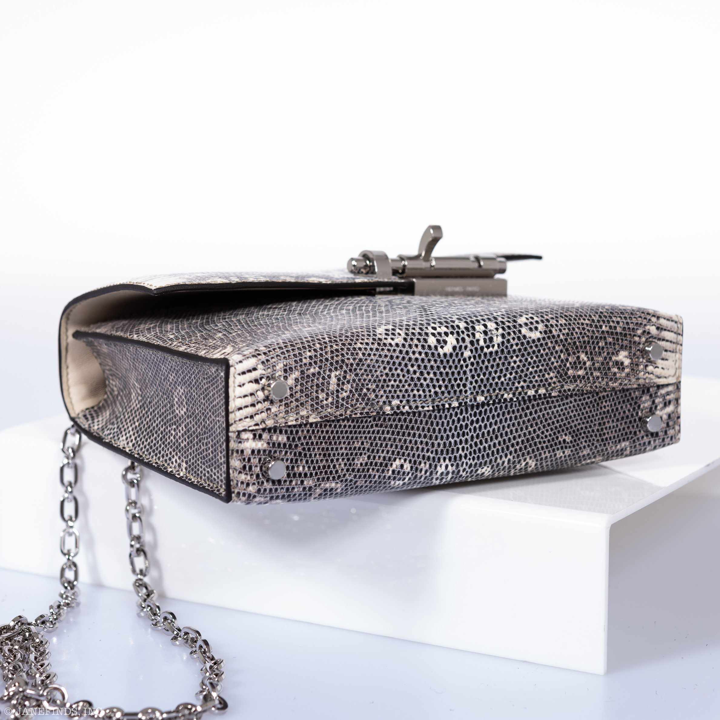 Hermès Mini Verrou Chain 18 Ombre Lizard Palladium Hardware