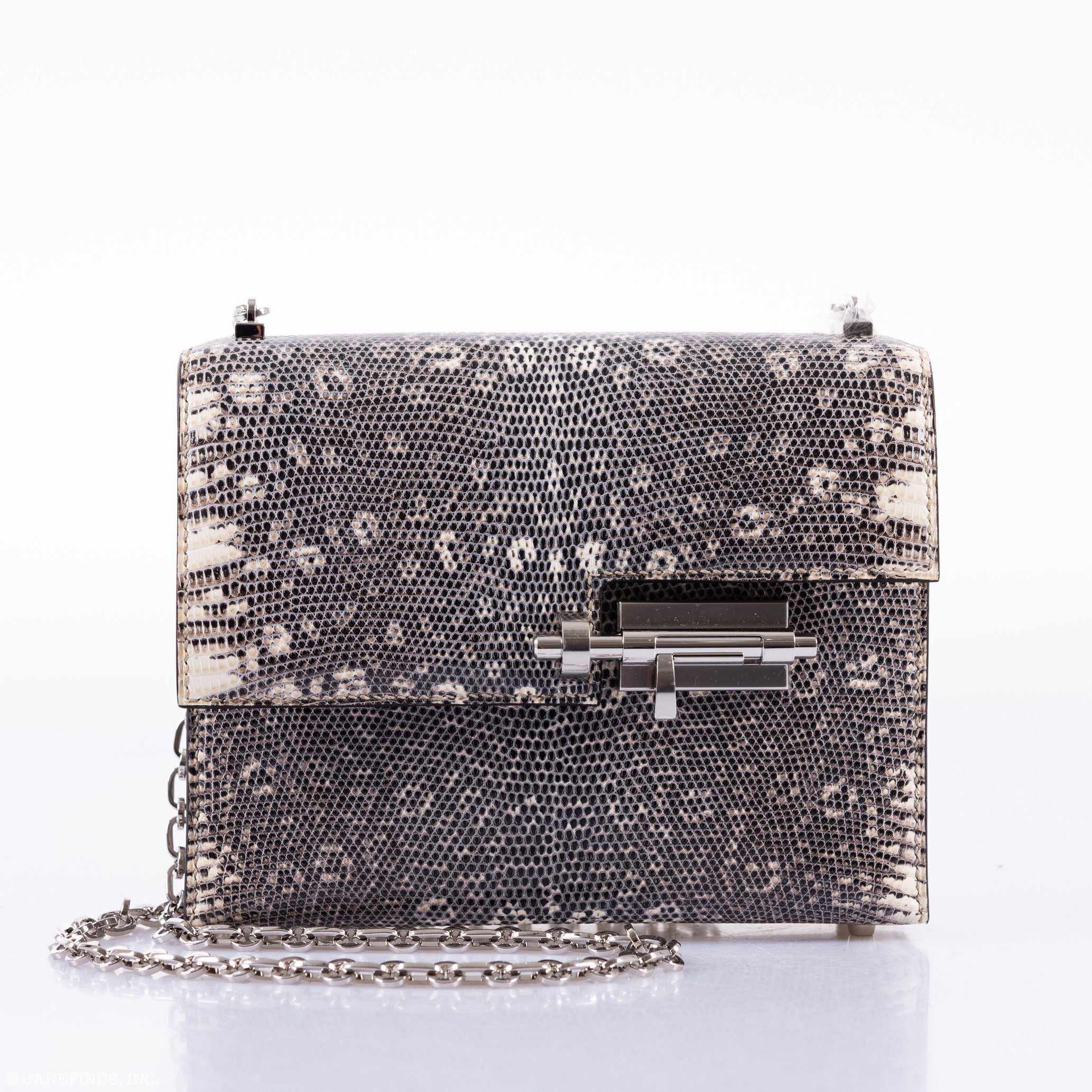 Hermès Mini Verrou Chain 18 Ombre Lizard Palladium Hardware