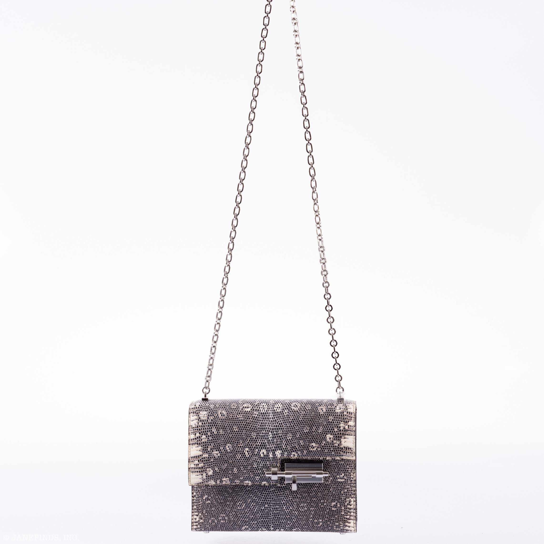 Hermès Mini Verrou Chain 18 Ombre Lizard Palladium Hardware