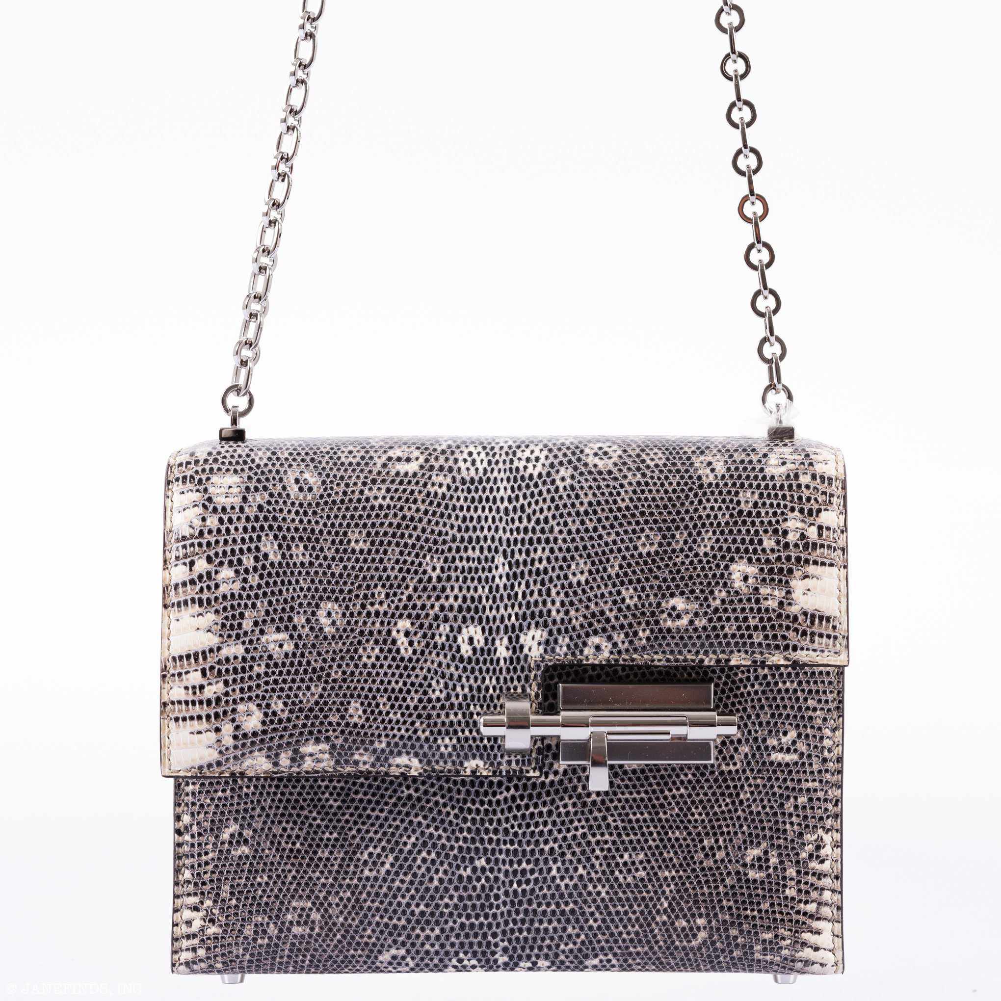 Hermès Mini Verrou Chain 18 Ombre Lizard Palladium Hardware