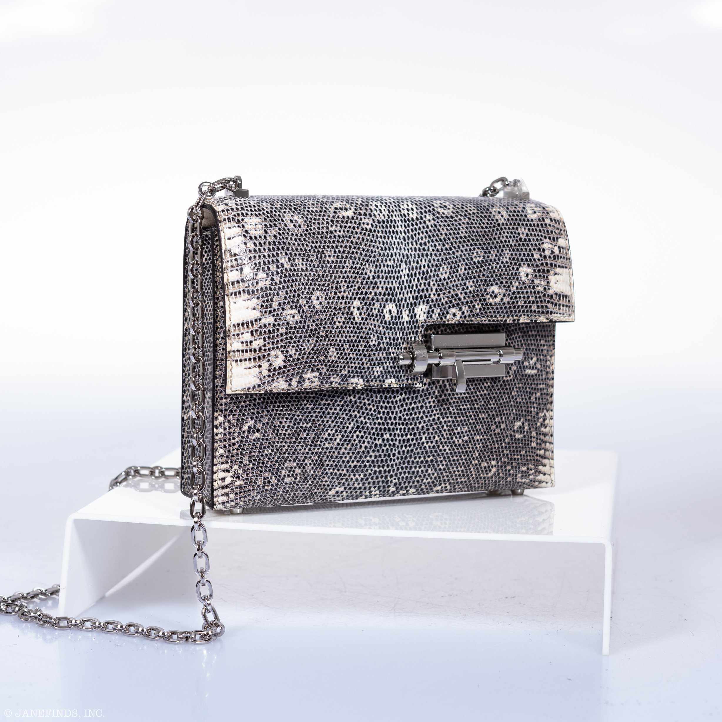 Hermès Mini Verrou Chain 18 Ombre Lizard Palladium Hardware