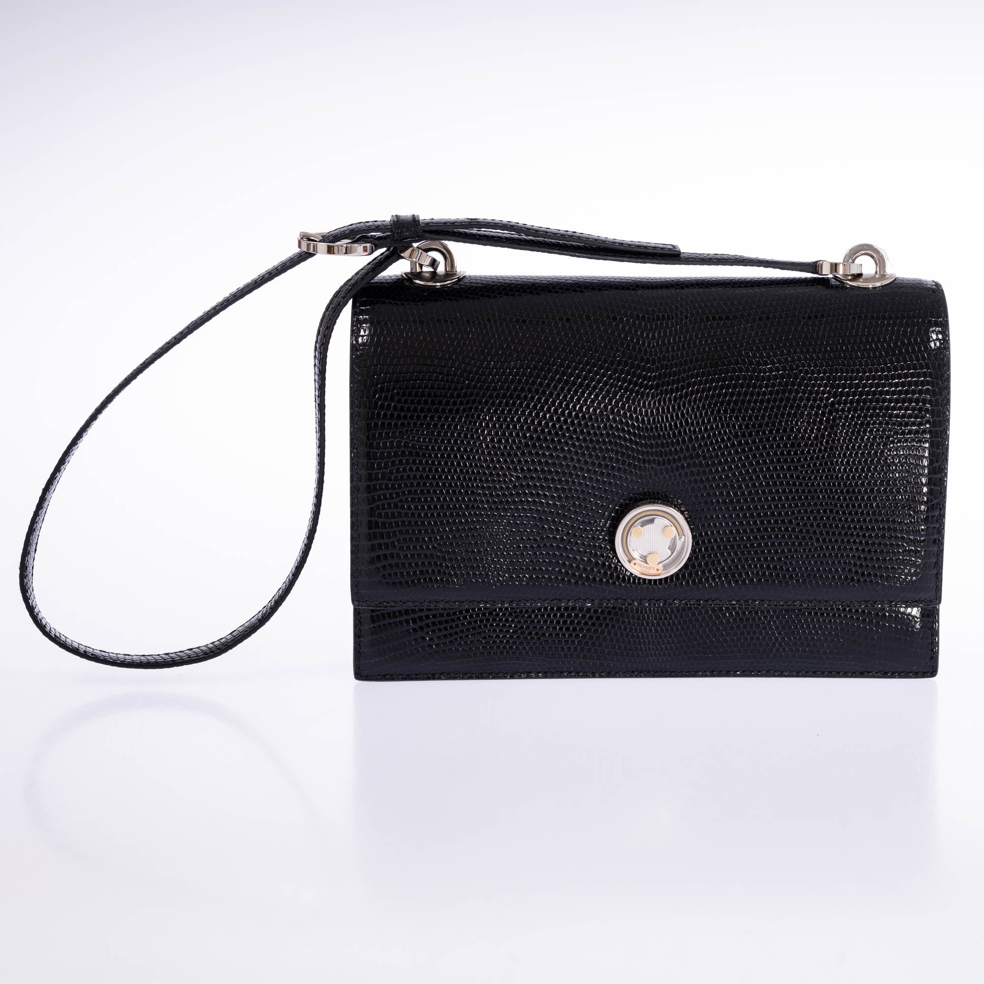 Hermès Minuit au Faubourg 20 Noir Lizard Palladium Hardware