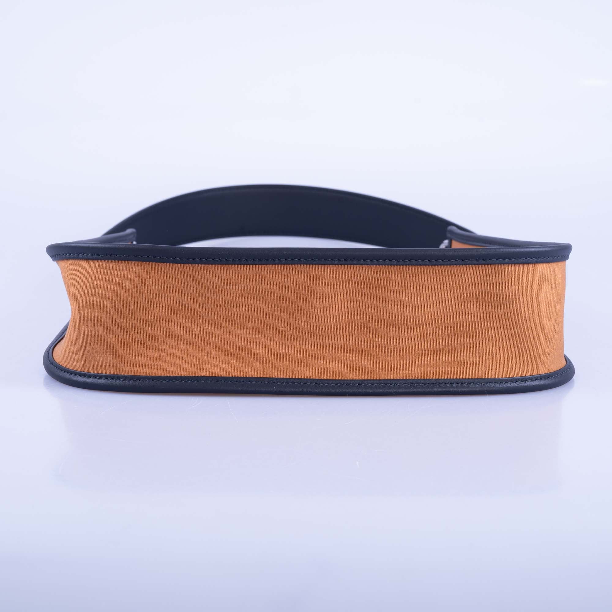 Hermès Neo Evelyne 29 PM Officier Dune Toile and Cassis Swift Palladium Hardware