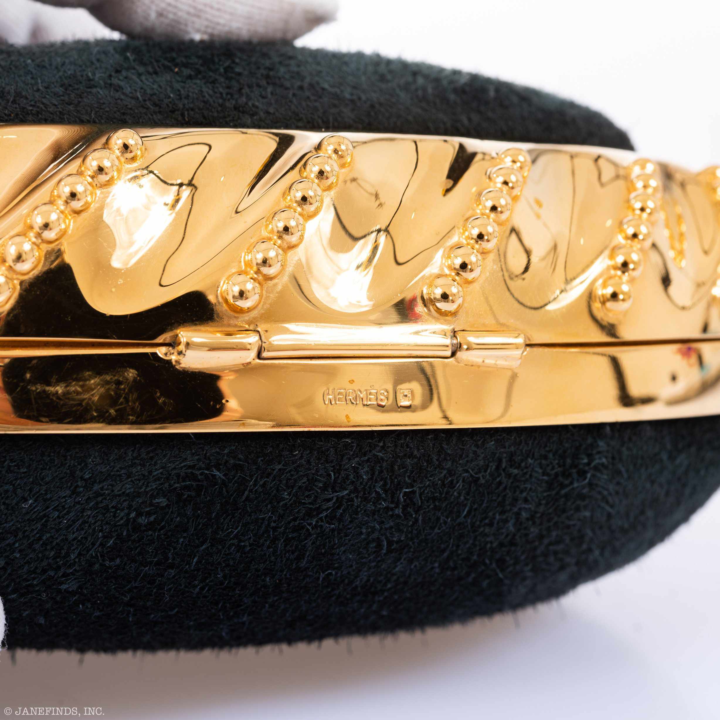 Hermès Oursin Evening Bag Black Doblis Suede Gold Hardware