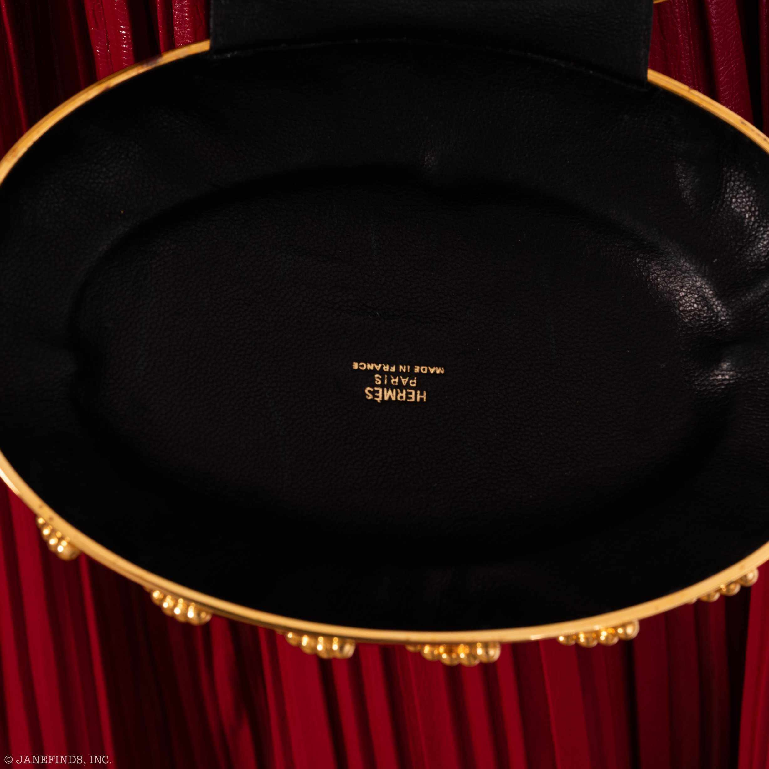 Hermès Oursin Evening Bag Black Doblis Suede Gold Hardware Vintage