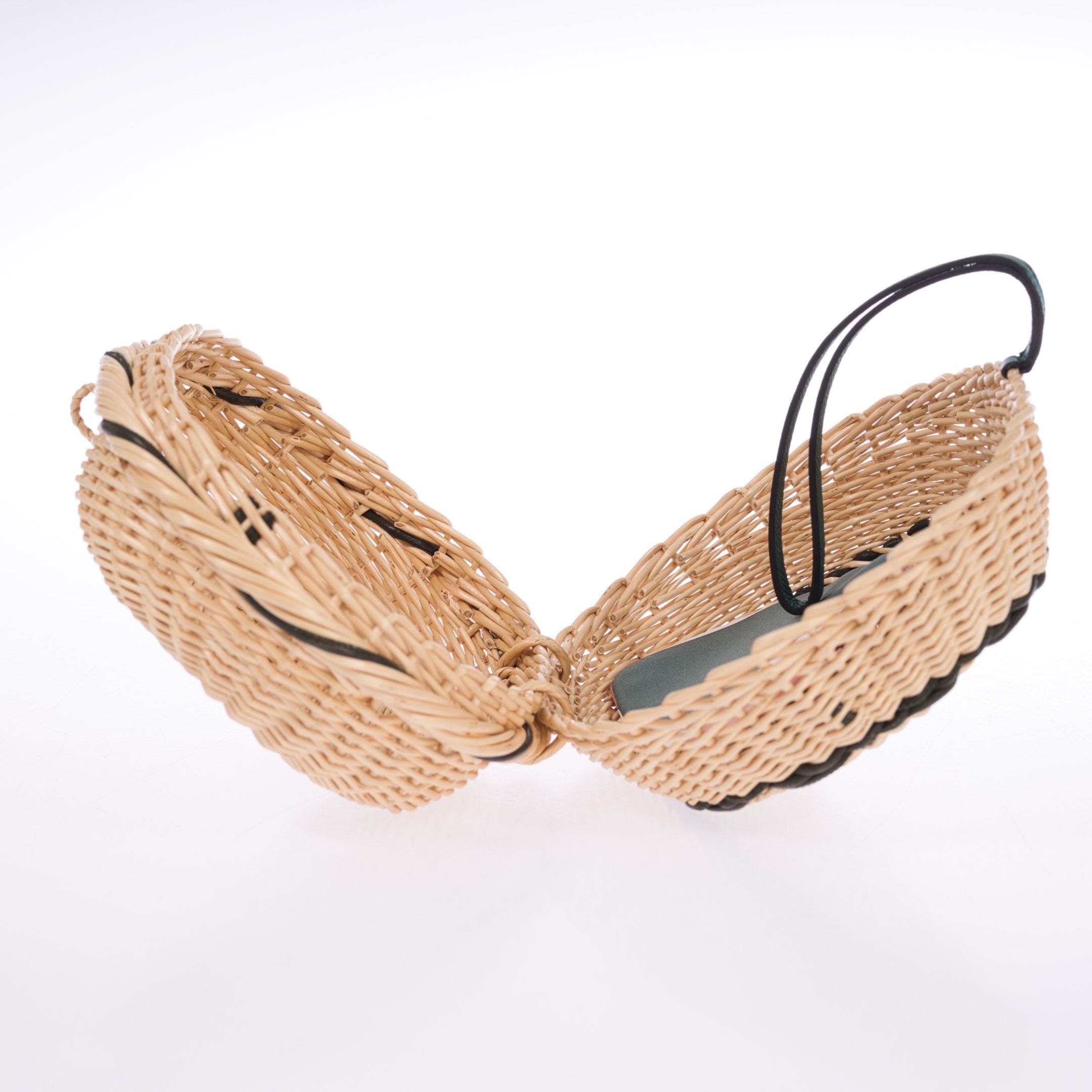 Hermès Petit H Wicker Minaudière Clutch Bag with Malachite Epsom Leather and Silk Insert