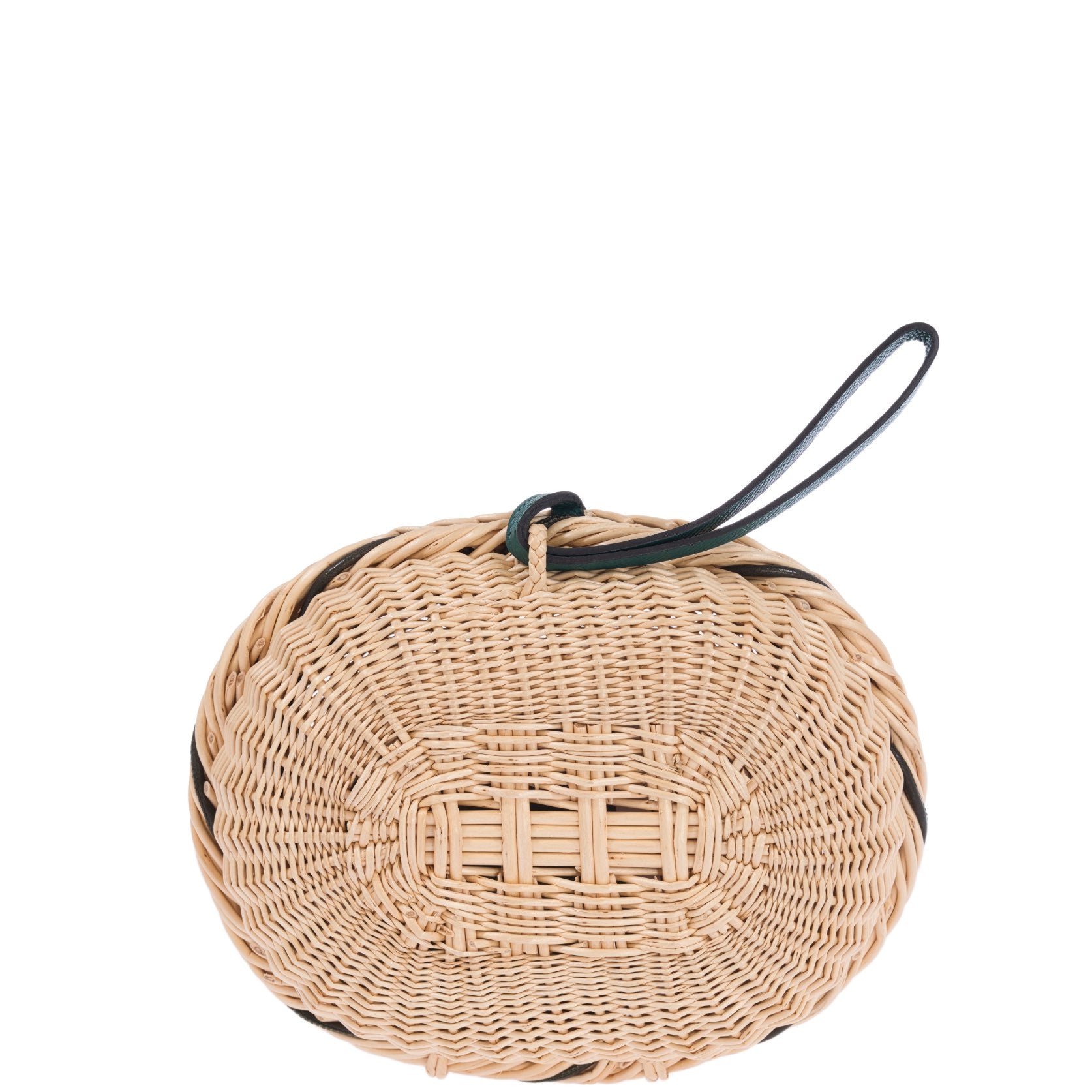 Hermès Petit H Wicker Minaudière Clutch Bag with Malachite Epsom Leather and Silk Insert