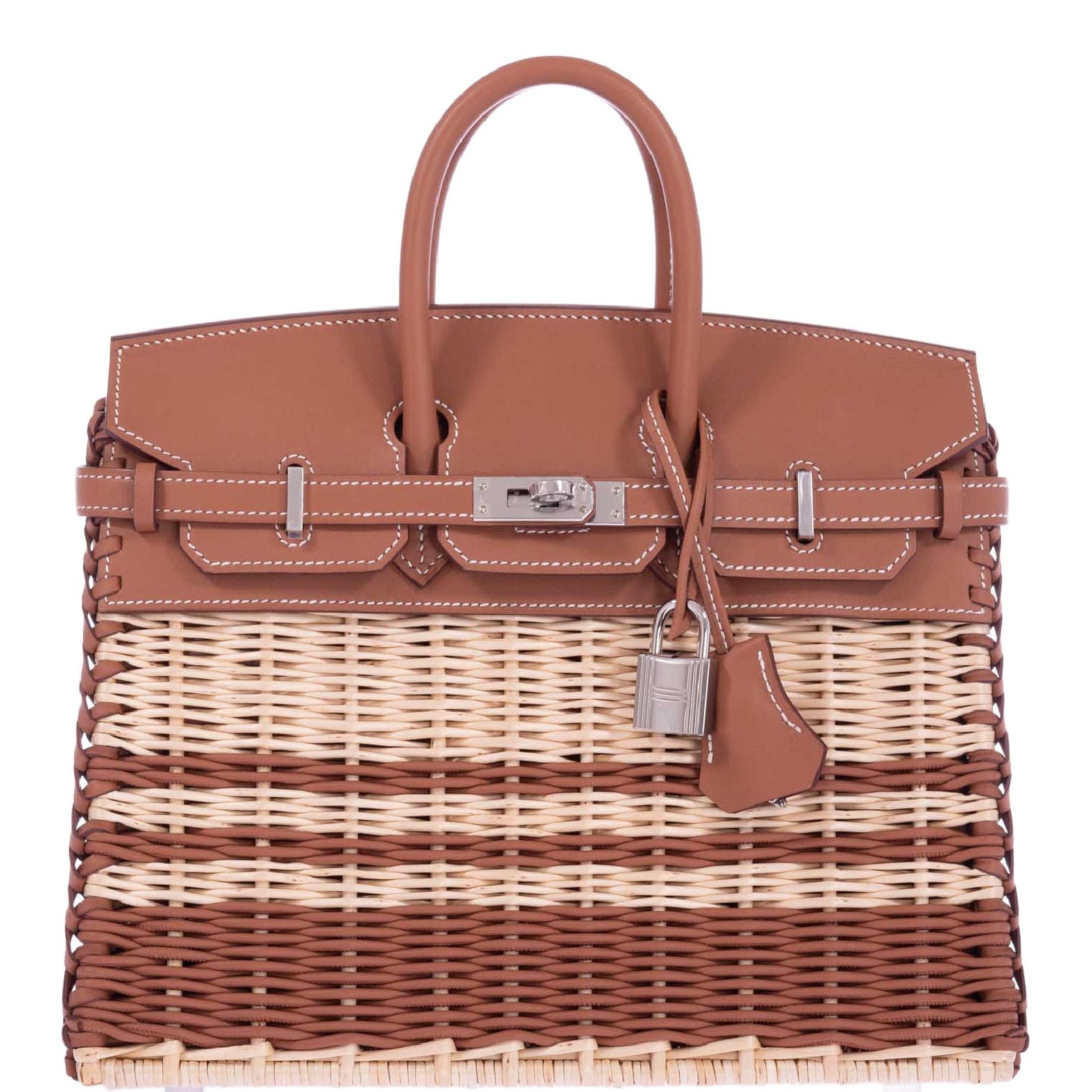 Hermès Picnic Birkin 25 Gold Swift & Stripe Osier Wicker Palladium Hardware